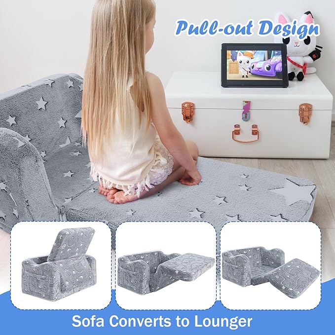 Children's Fold Out Sofa With Blanket -glowsofa