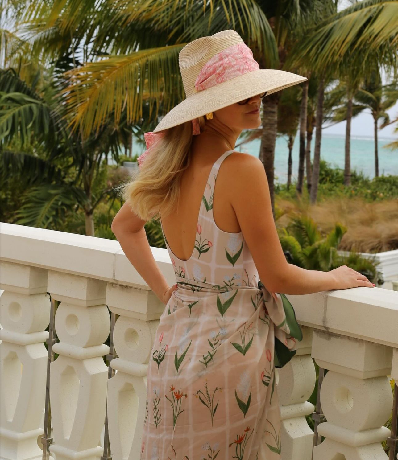 Hollyhock Sun Hat - French Blue Long Grosgrain Ribbon