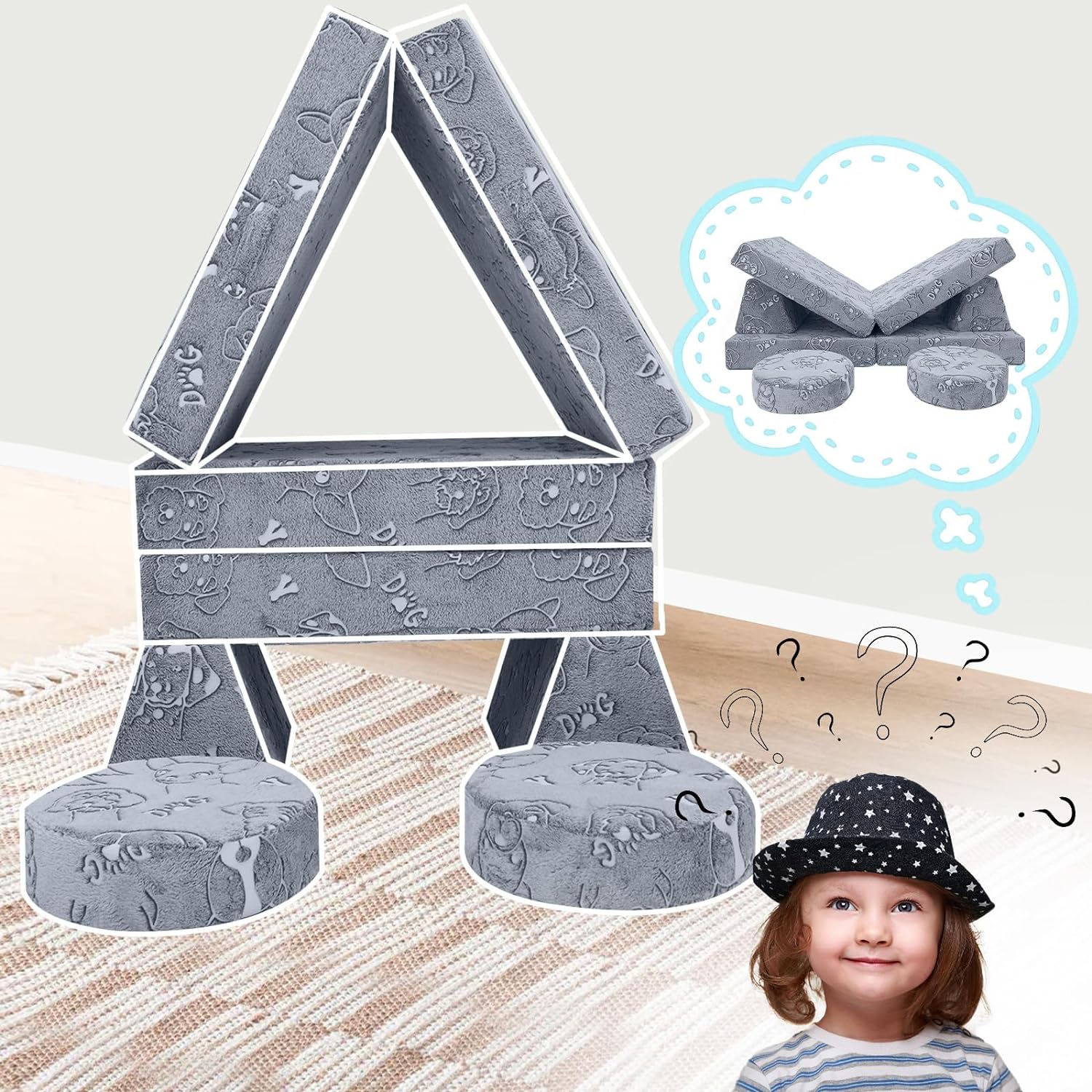 8-piece Kids Play Couch|glowsofa