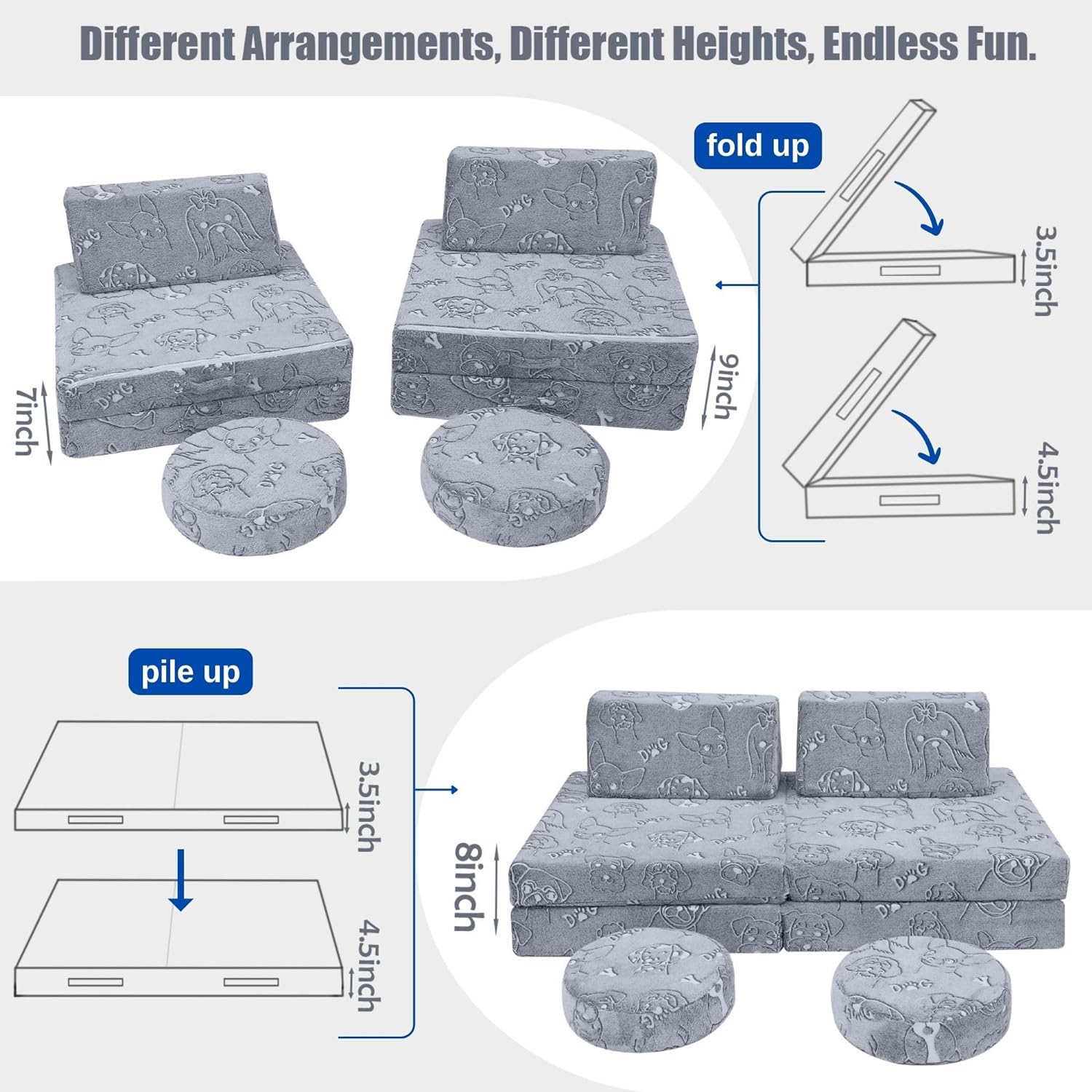 8-piece Kids Play Couch|glowsofa