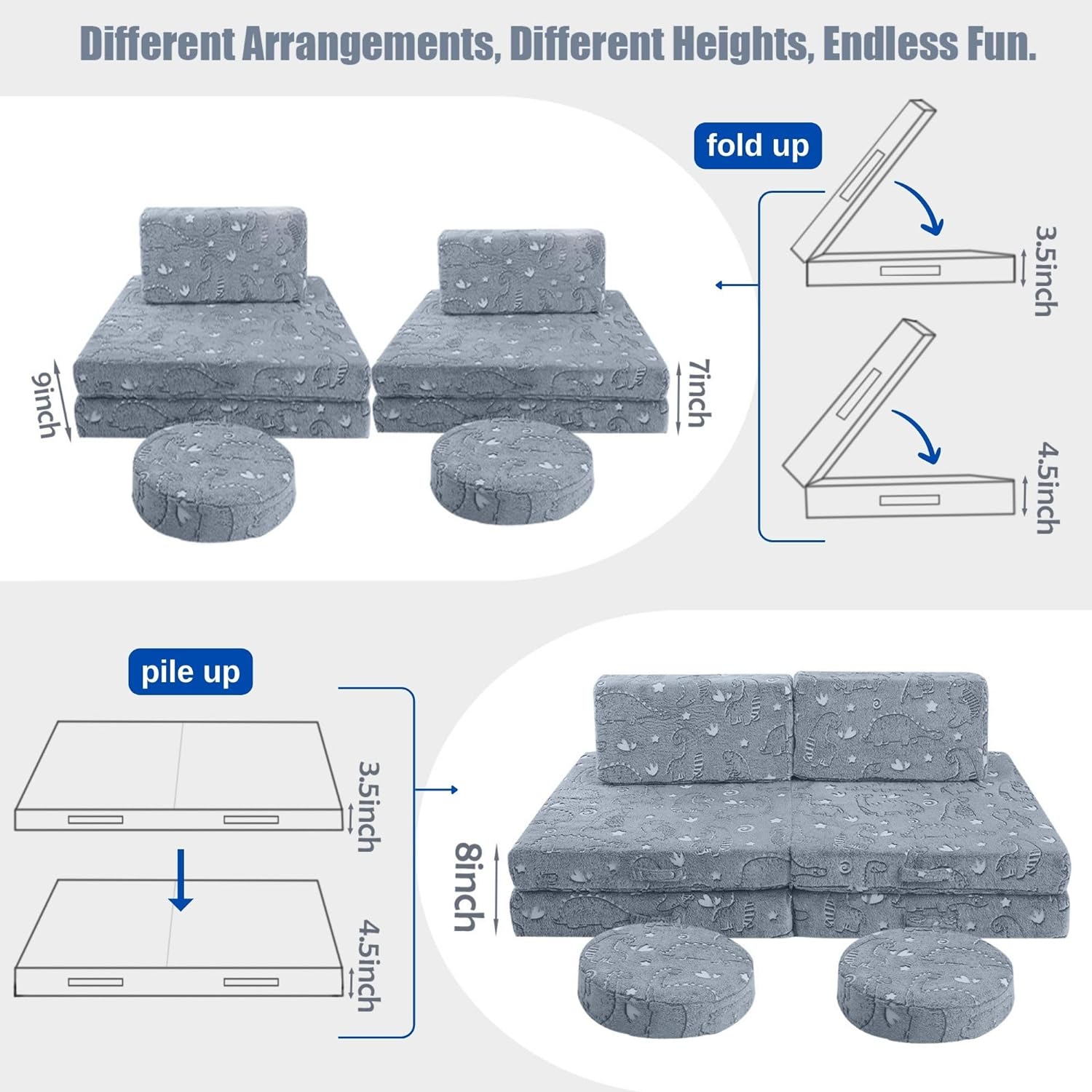 8-piece Kids Play Couch|glowsofa