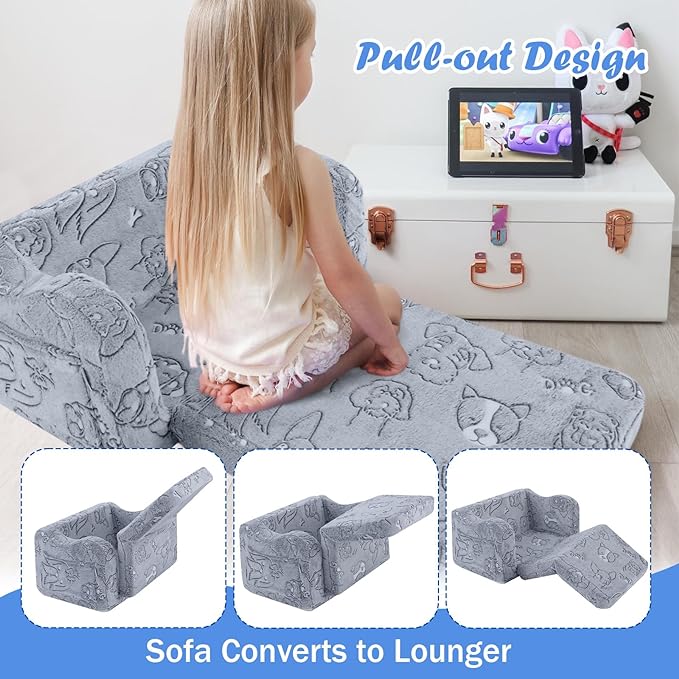 Children's Fold Out Sofa With Blanket -glowsofa