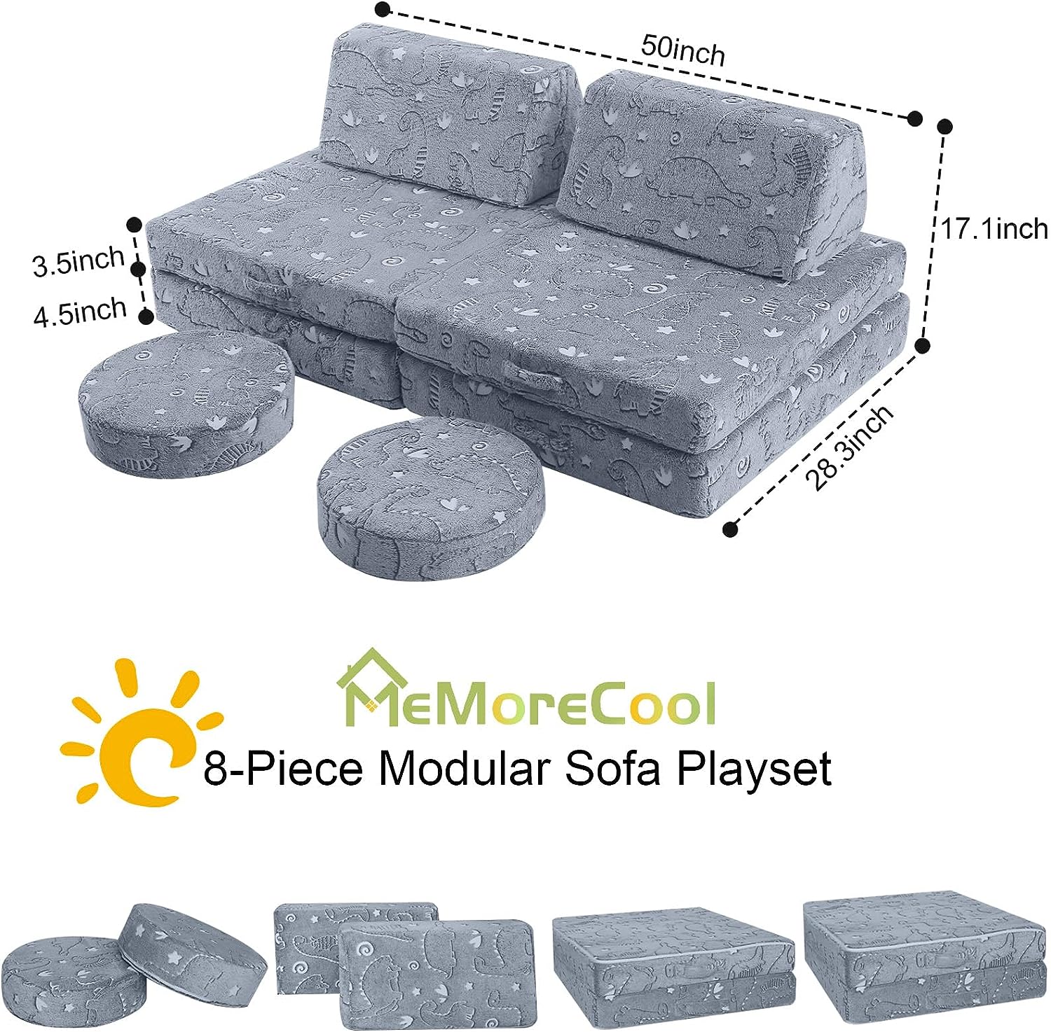 8-piece Kids Play Couch|glowsofa