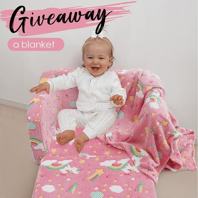 Children's Fold Out Sofa With Blanket -glowsofa