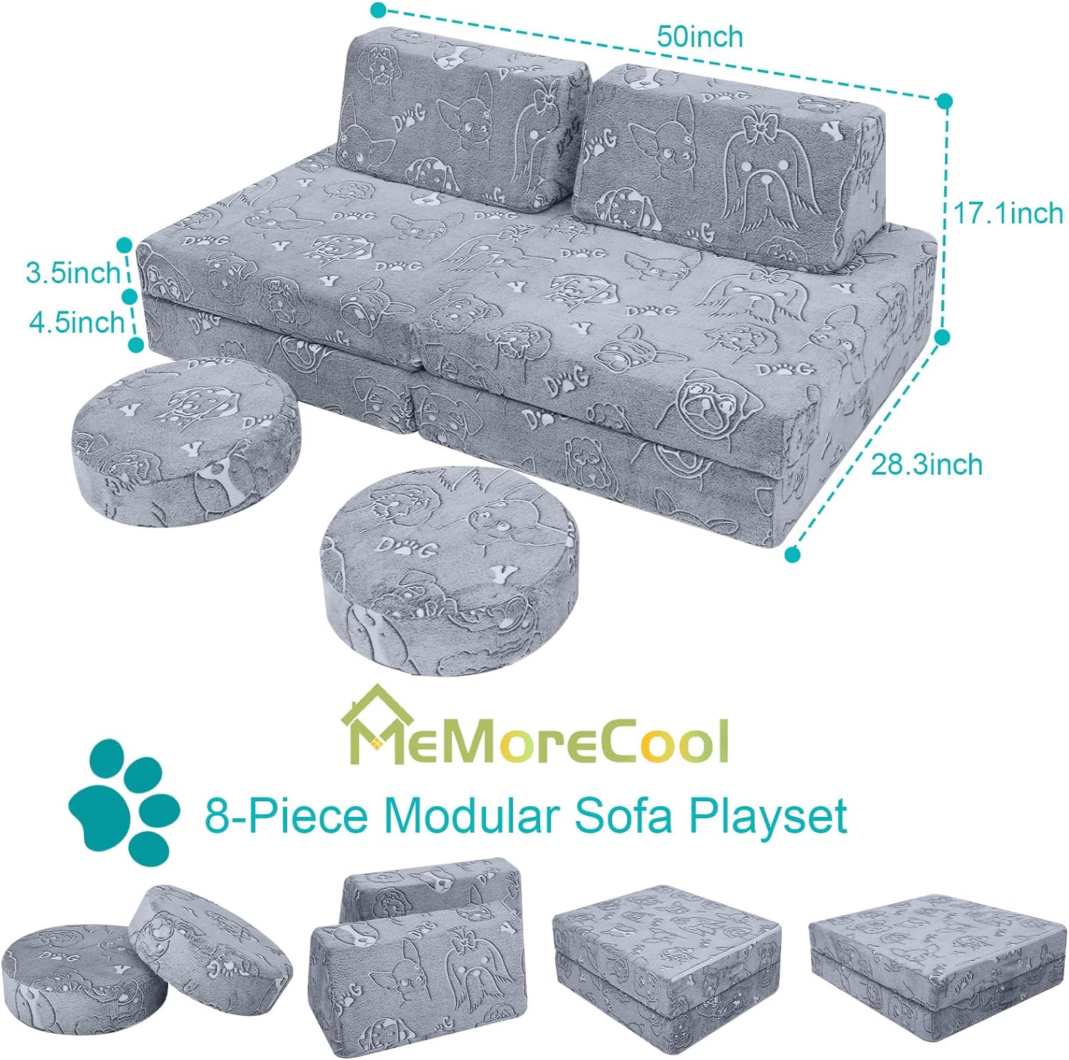 8-piece Kids Play Couch|glowsofa