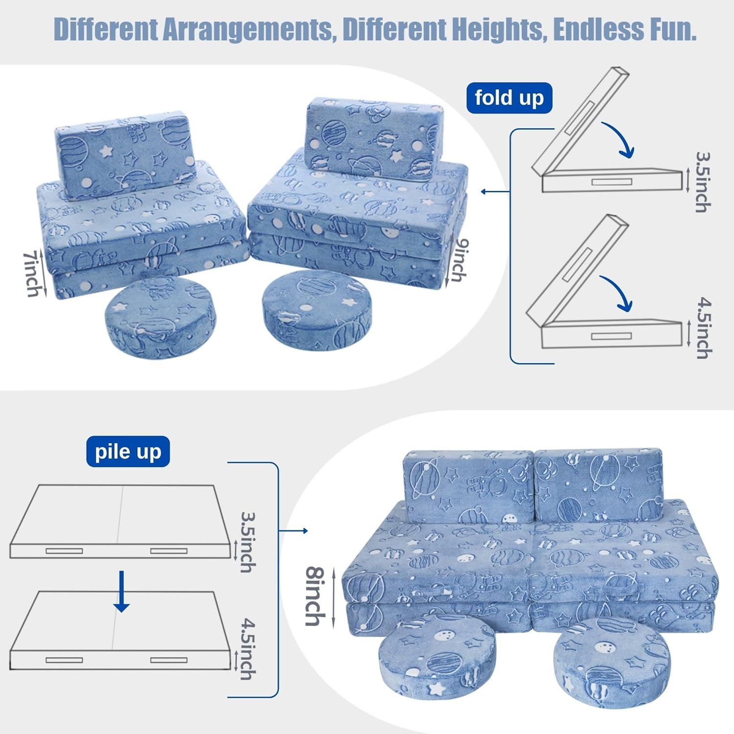 8-piece Kids Play Couch|glowsofa