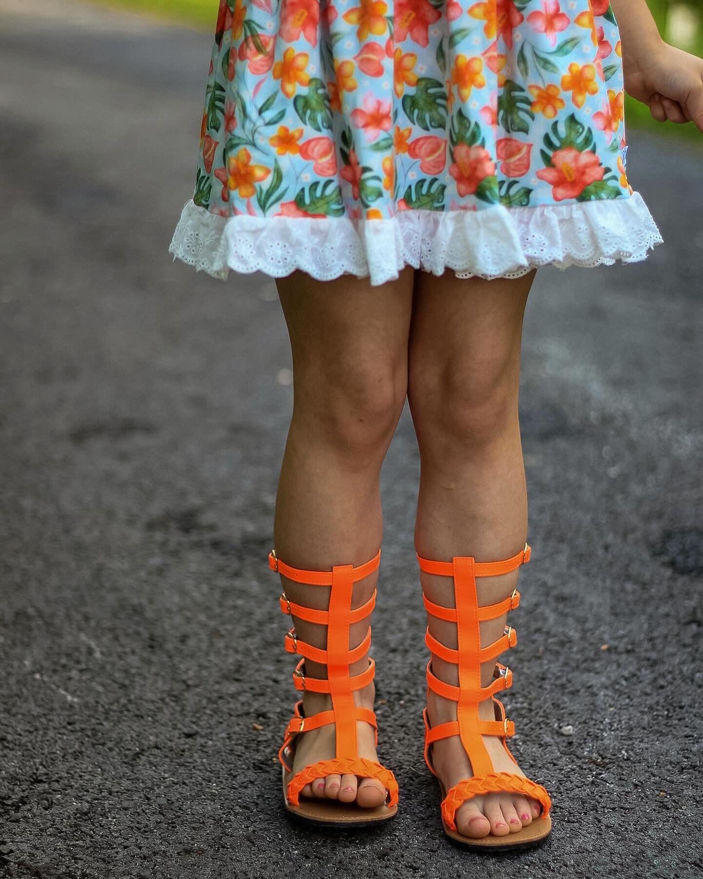 Maddie Gladiator Sandals - Neon Orange