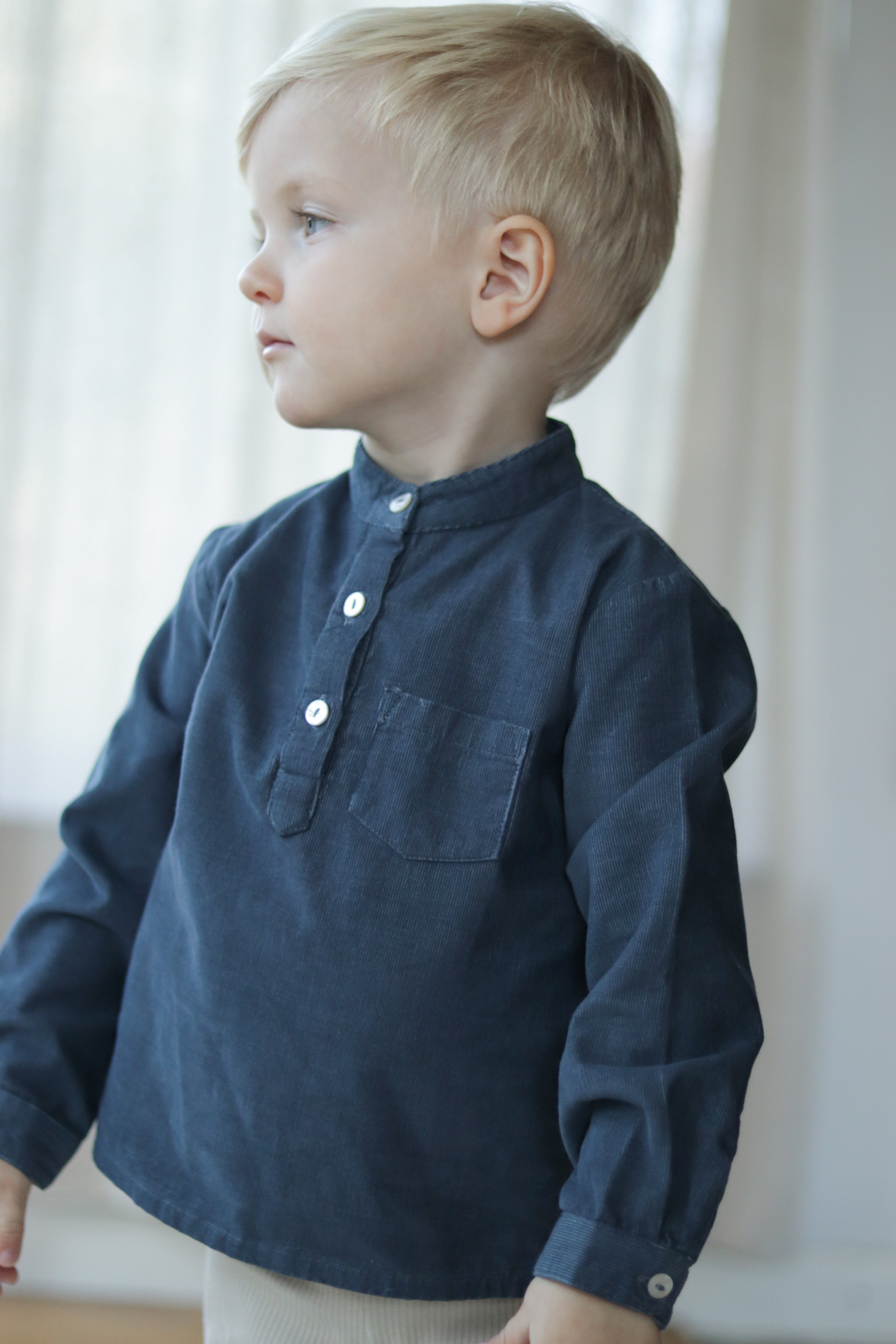 Milo | Corduroy Long Sleeve Button Shirt | Dusk