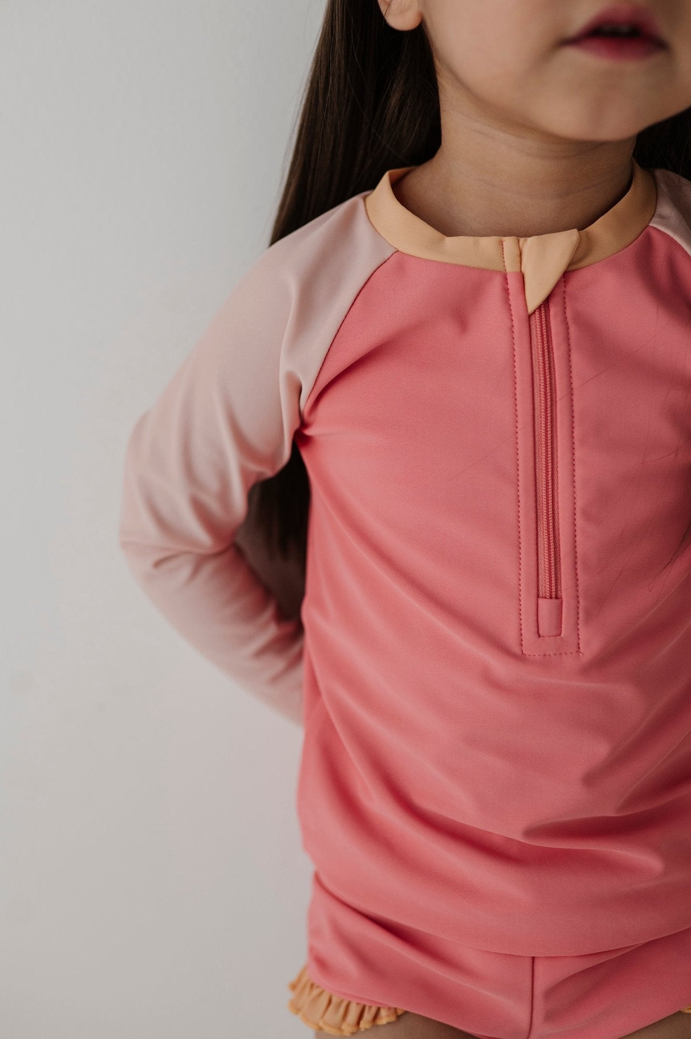 Girl's Zip Rash Guard Swimsuit