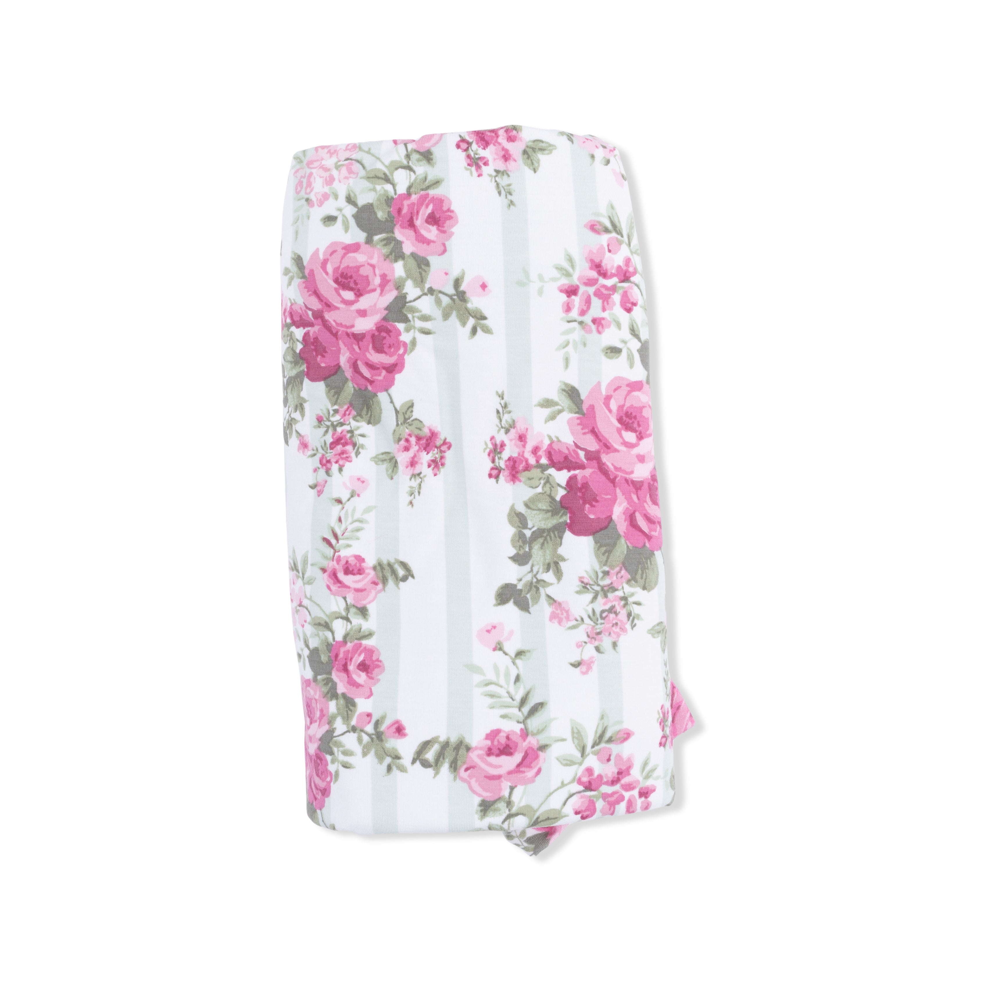 Cabbage Rose Stripe - Ruffle Blanket