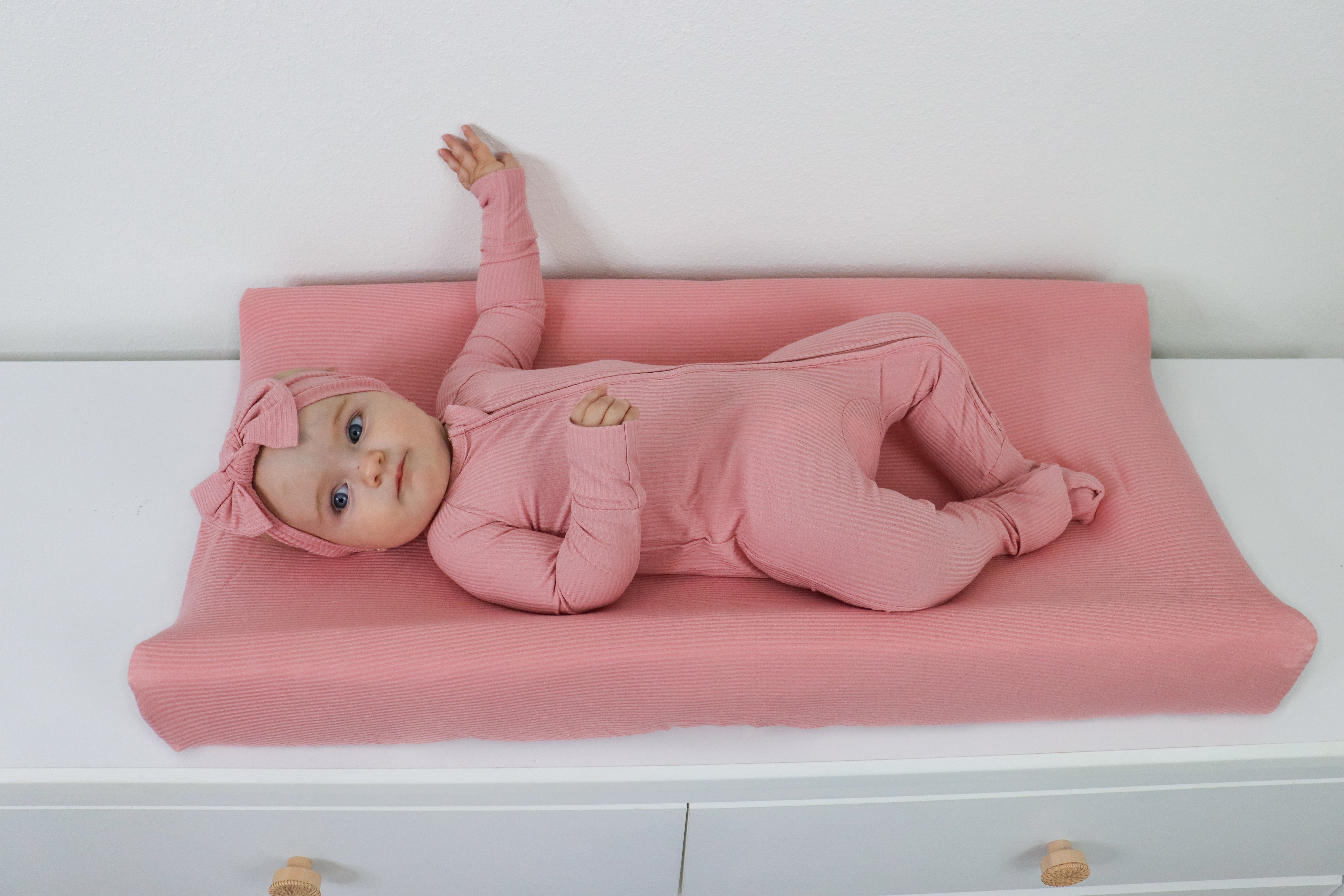 Mauve Rib Dream Changing Pad Cover