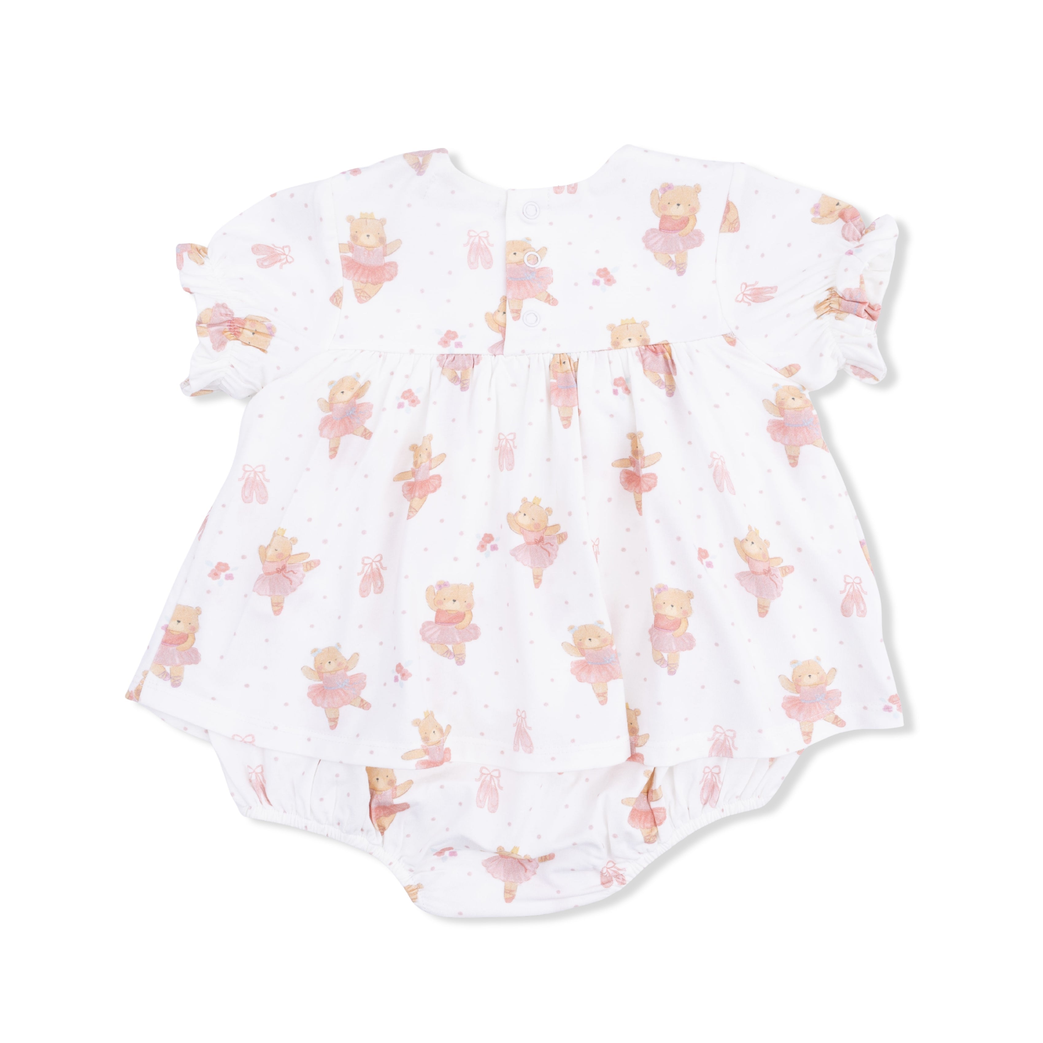 Teddy Bear Ballerina - Smocked Ruffle Bubble With Skirt