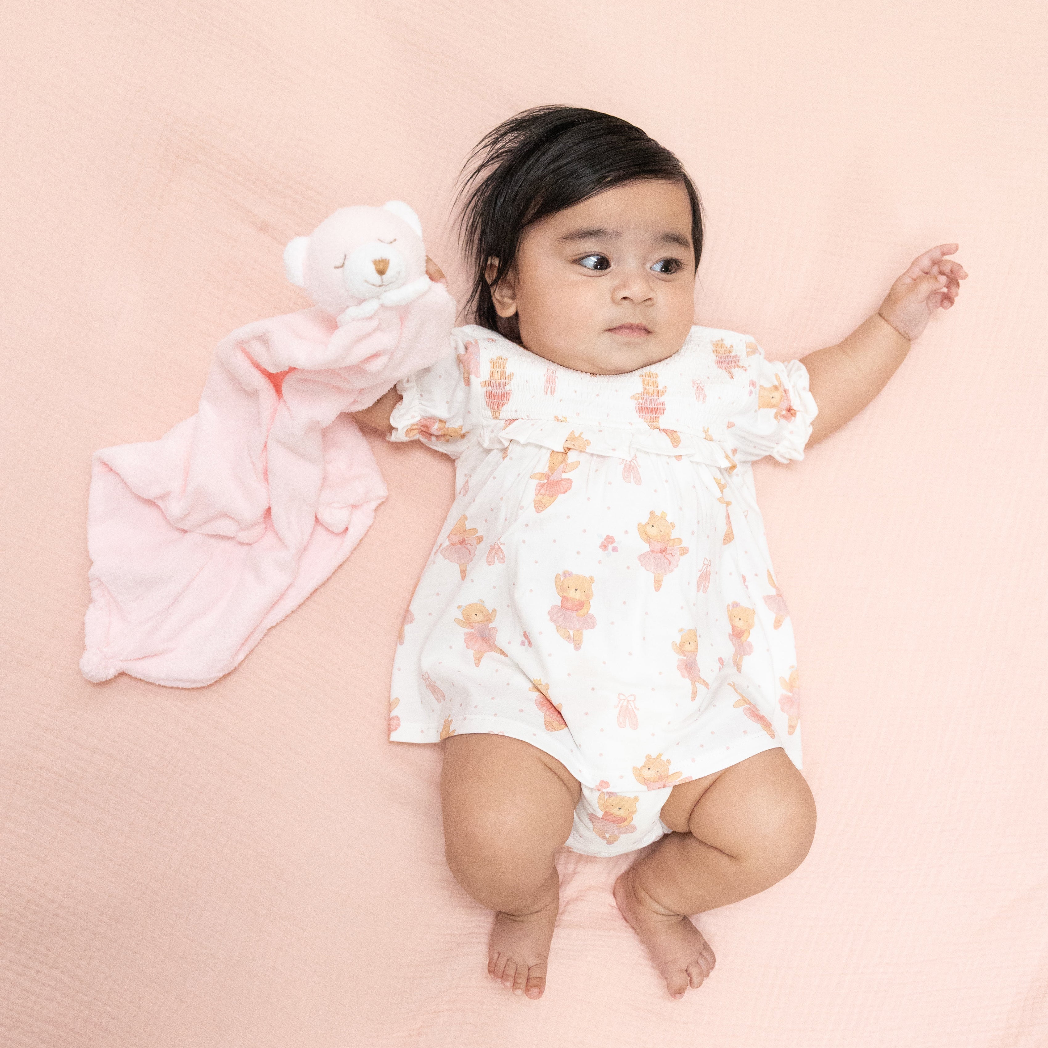 Teddy Bear Ballerina - Smocked Ruffle Bubble With Skirt