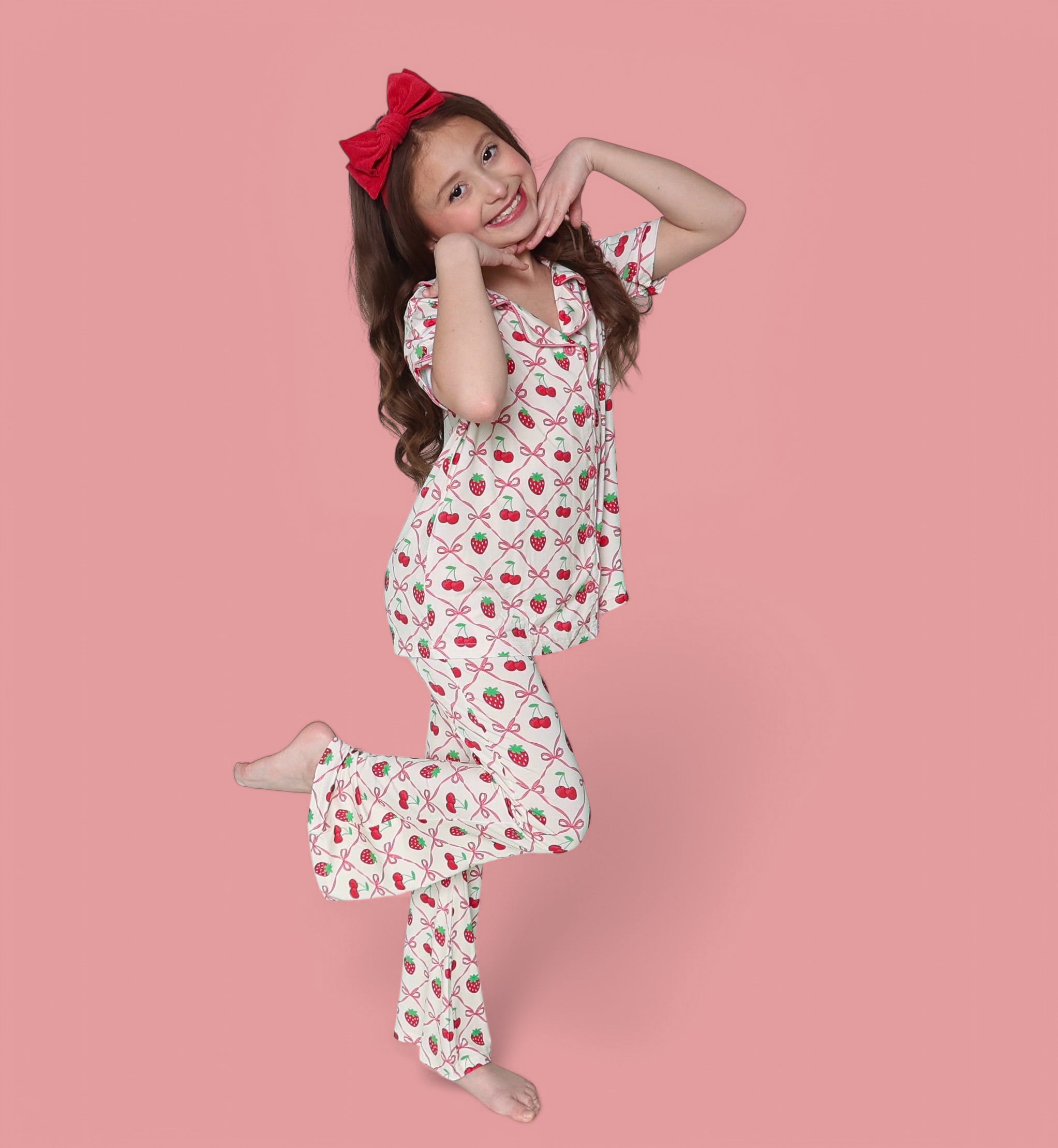 Cherry Bow Berry Dream Girl's Flare Set