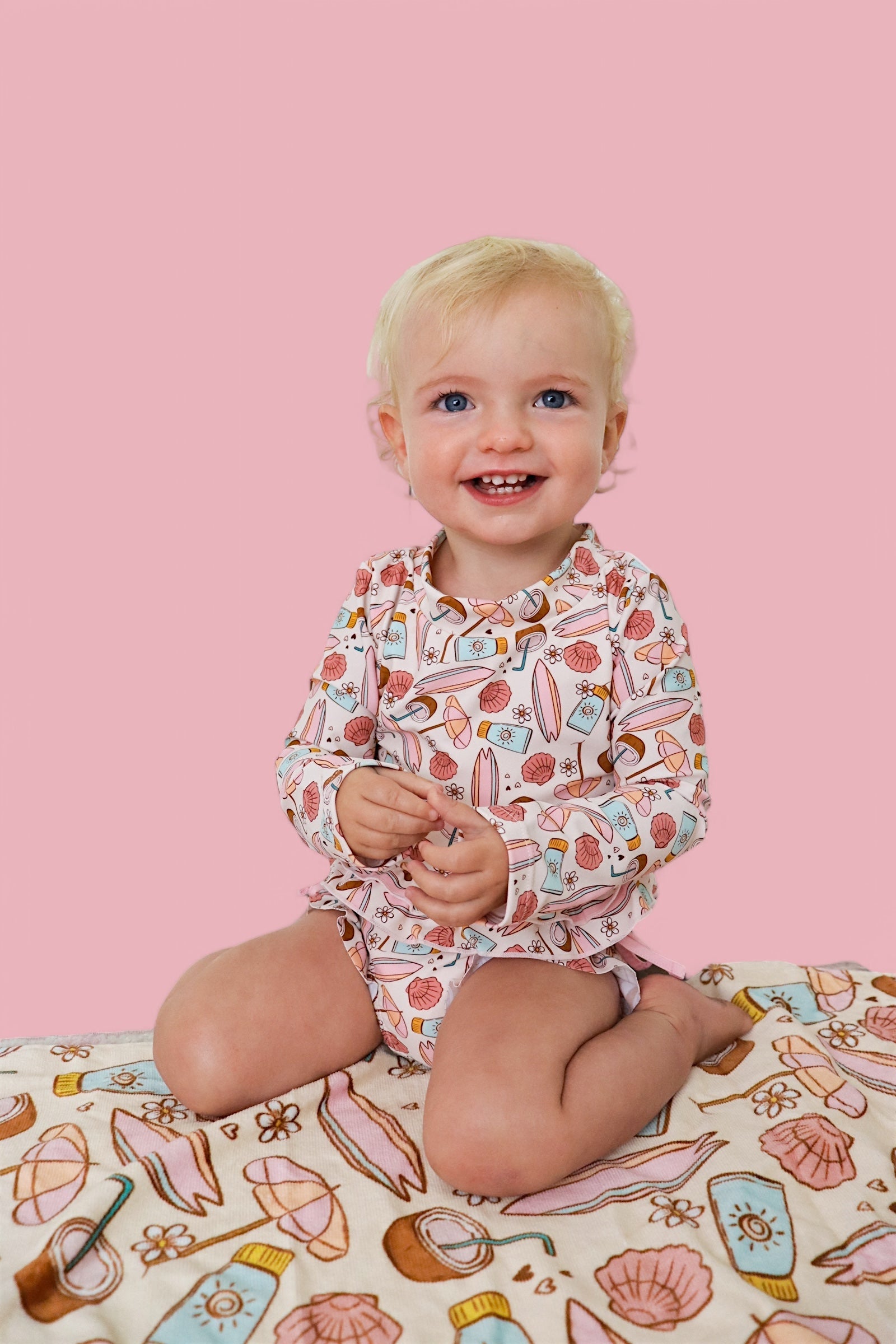 Fun In The Sun Dream Two-piece Rash Guard Ruffle Swim Suit