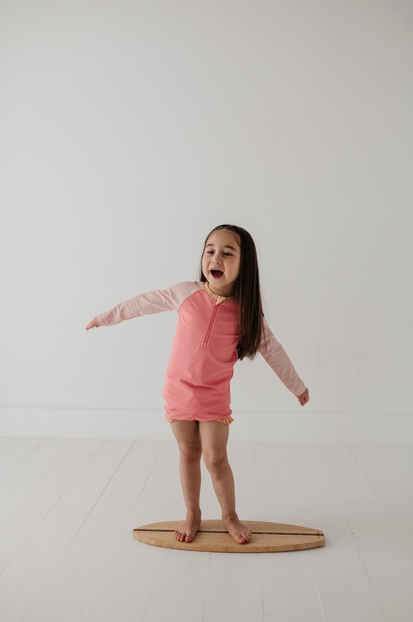 Girl's Zip Rash Guard Swimsuit