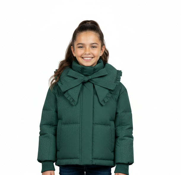 Pramie Girls Green Bow Collar Jacket 5-16