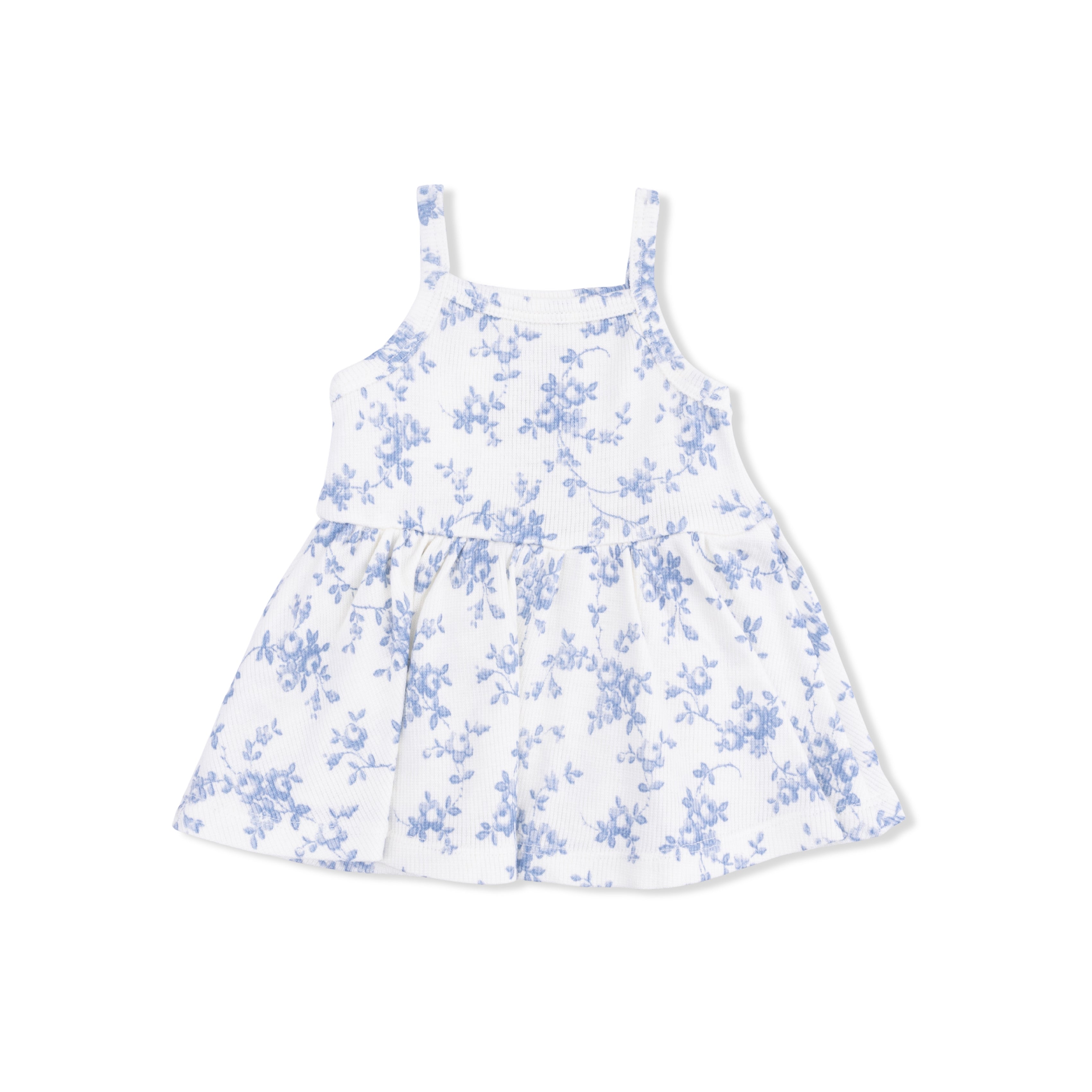 Baby Blue Vines Floral - Peplum Tank And Bike Short