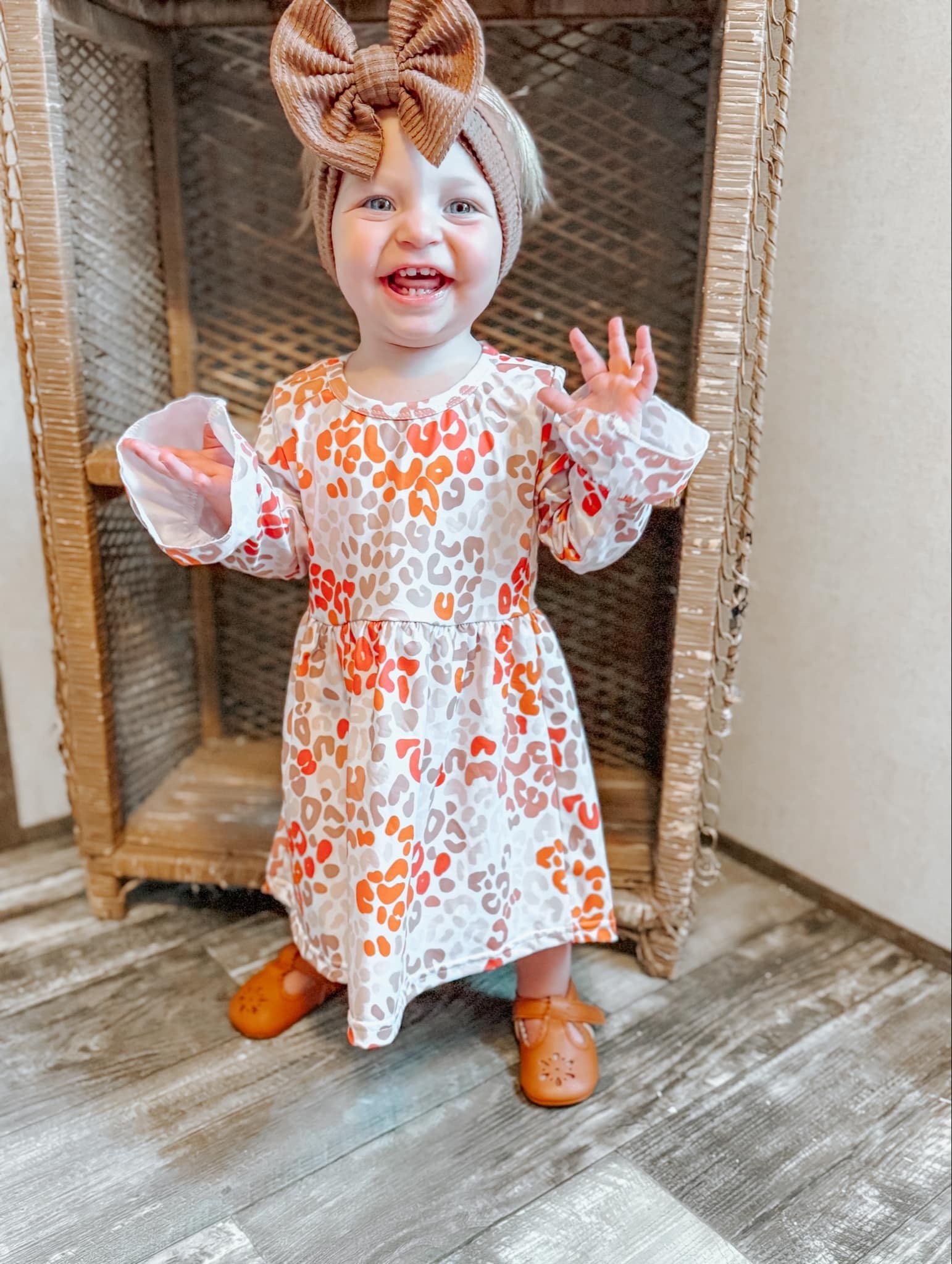 Fall Leopard Bell Sleeve Dress