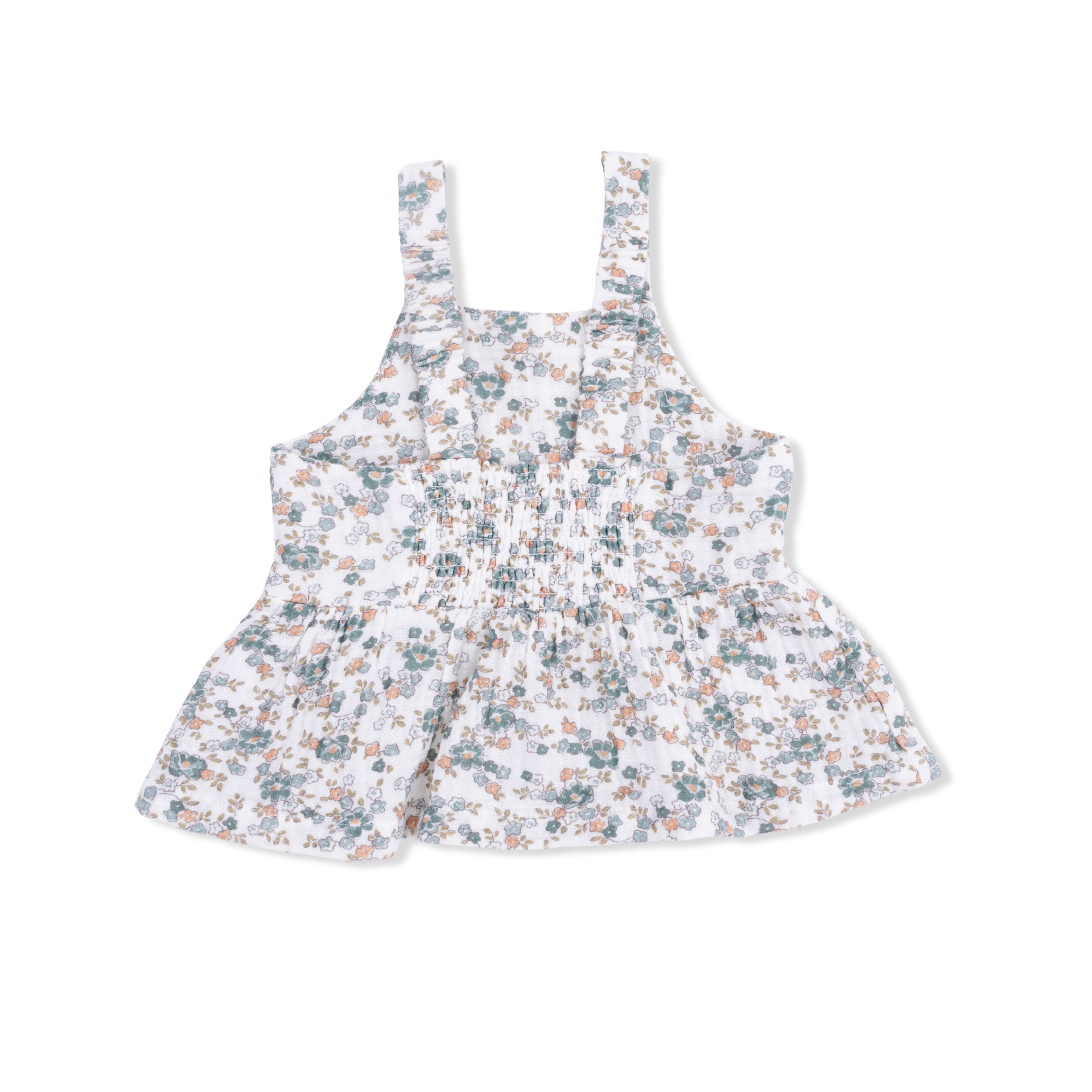 Camille Floral - Peplum Tank With Smocked Waist Pant
