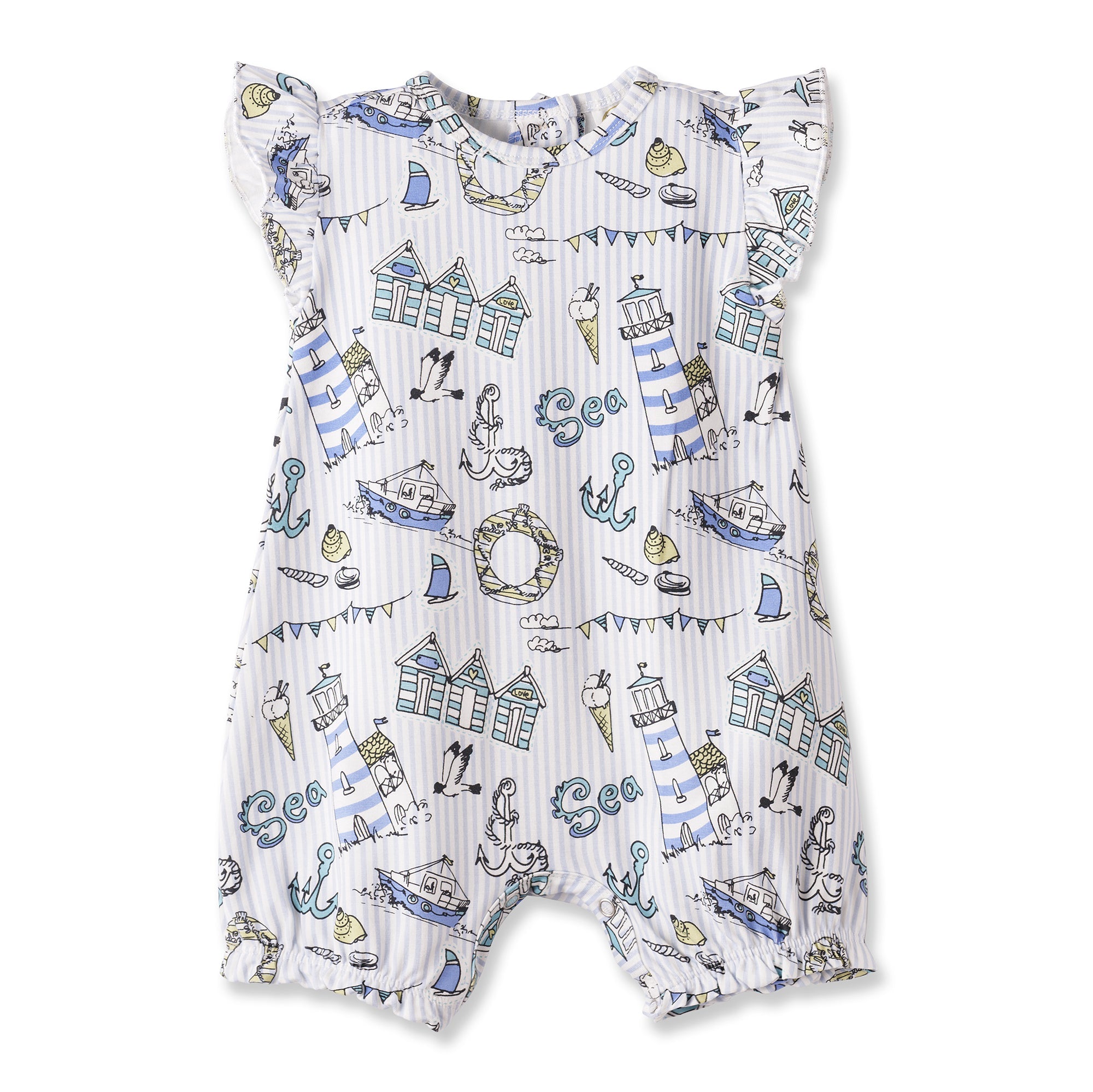 Seashore Bubble Romper – Bamboo Baby Girl Outfit