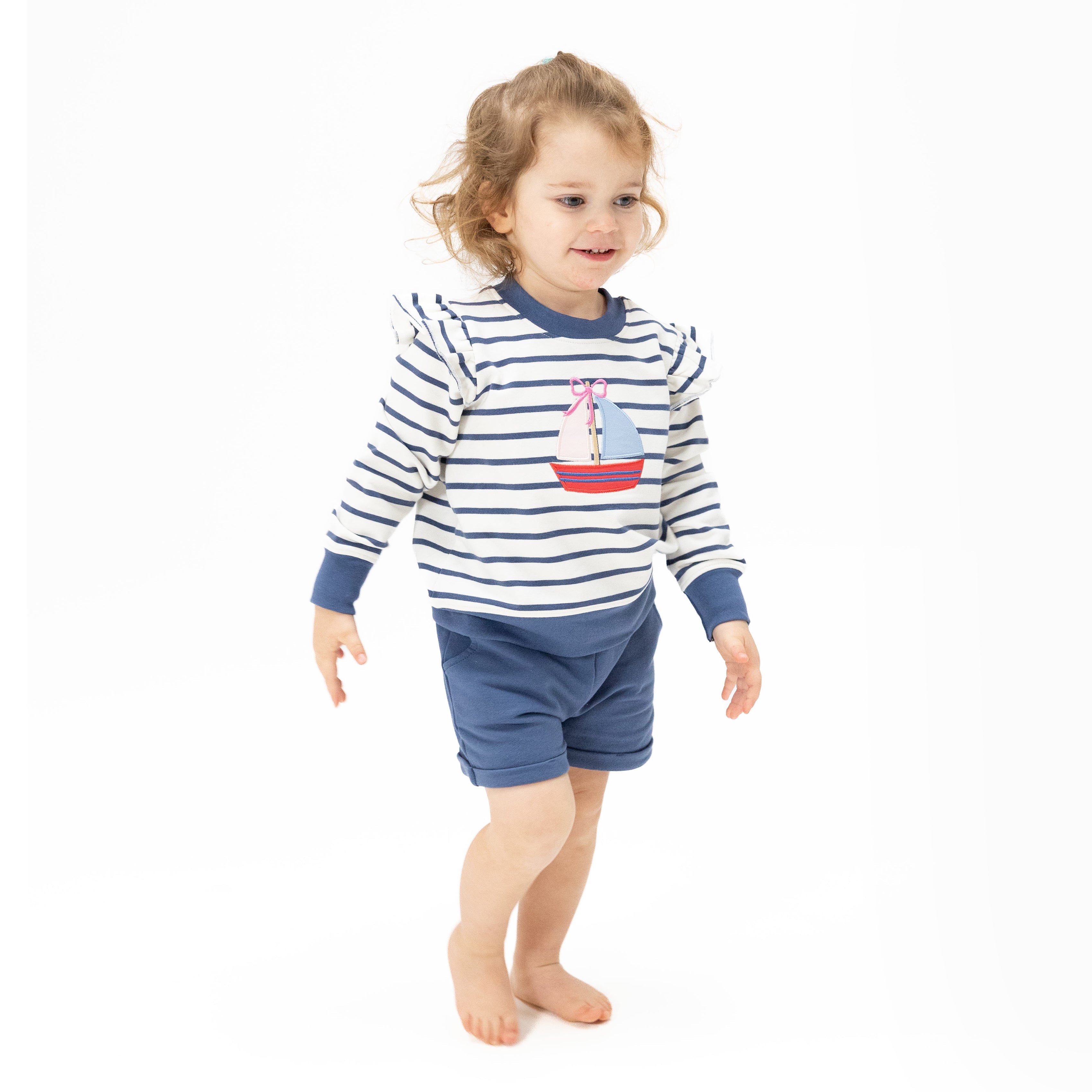 Bubbly Sailboat - Ruffle Sweatshirt & Paperbag Short