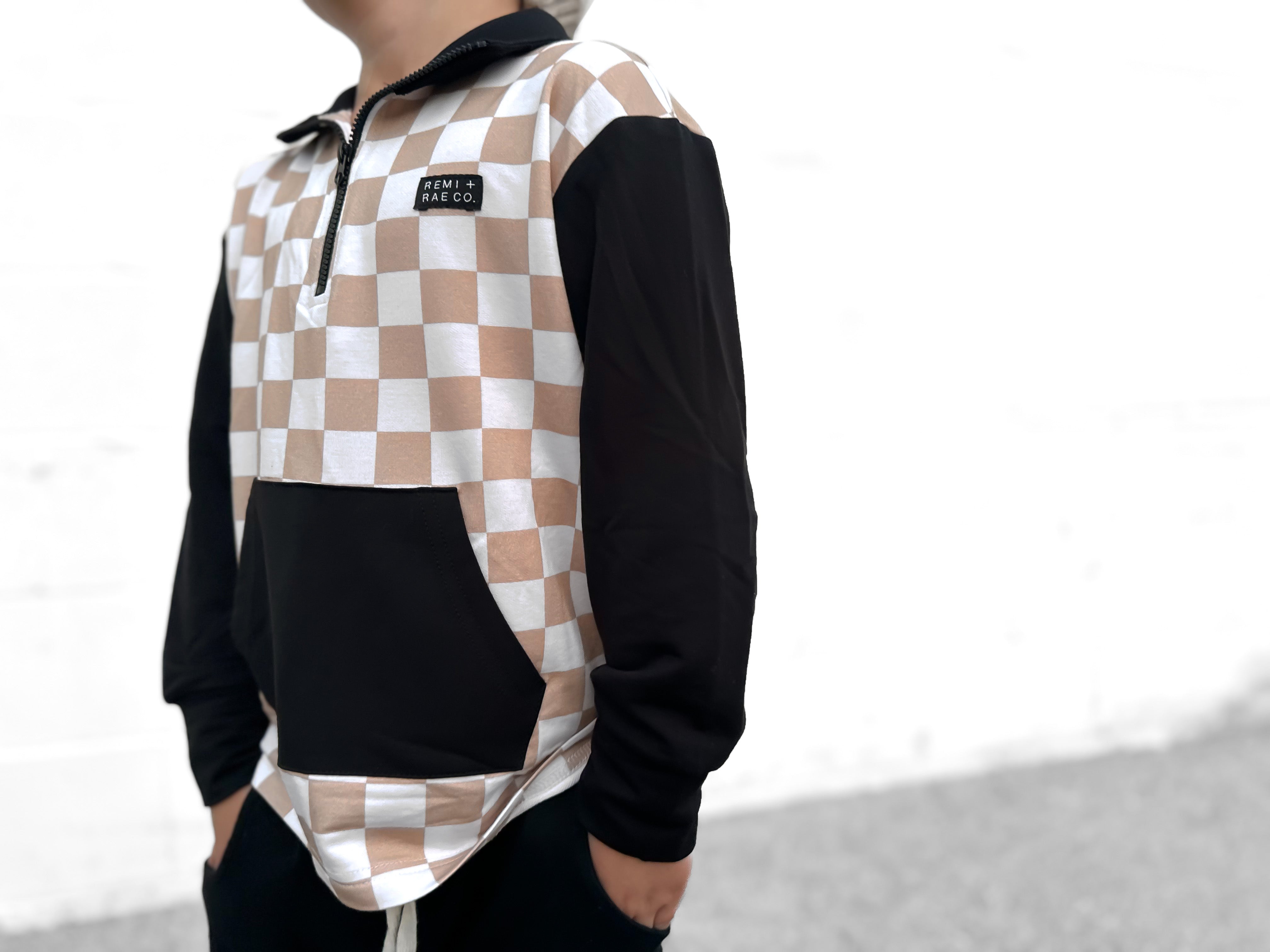 Bamboo Checkered Color Block Pullover