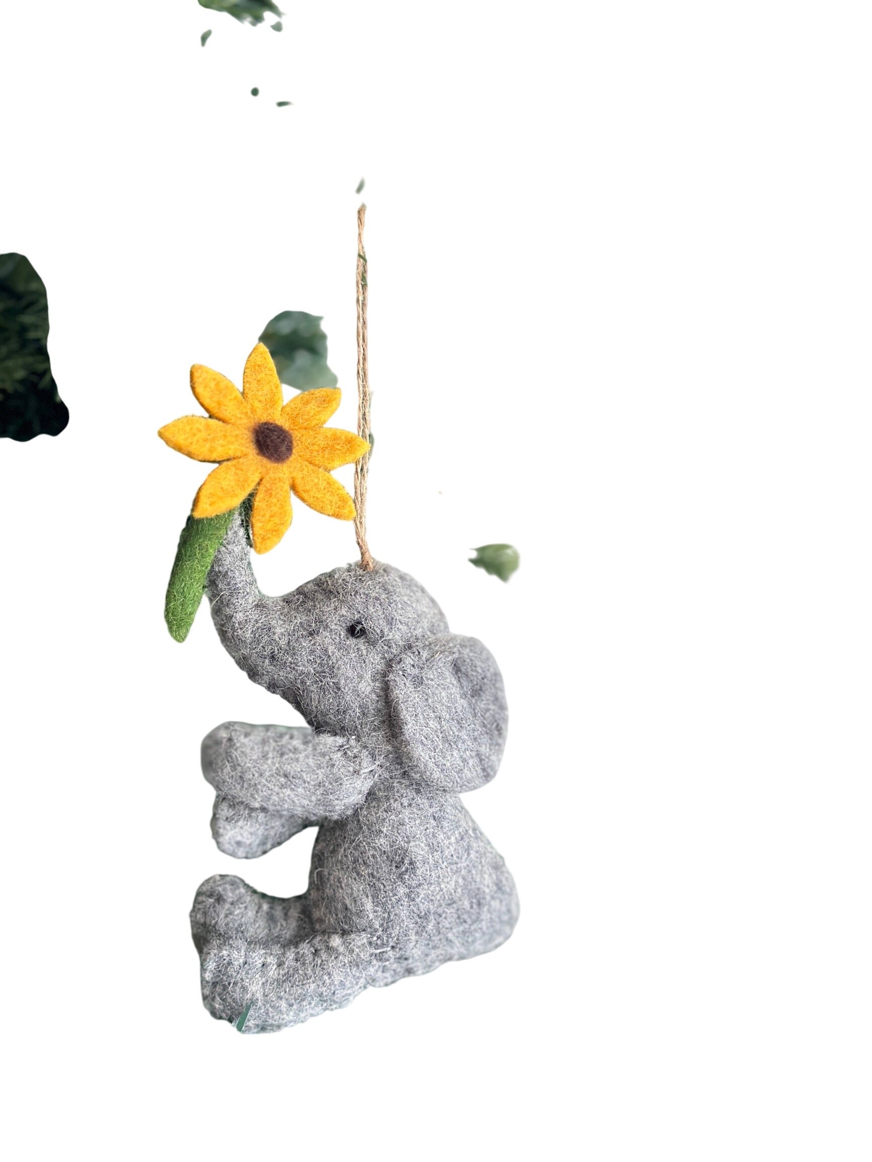 Felt Elephant With Flower Ornament