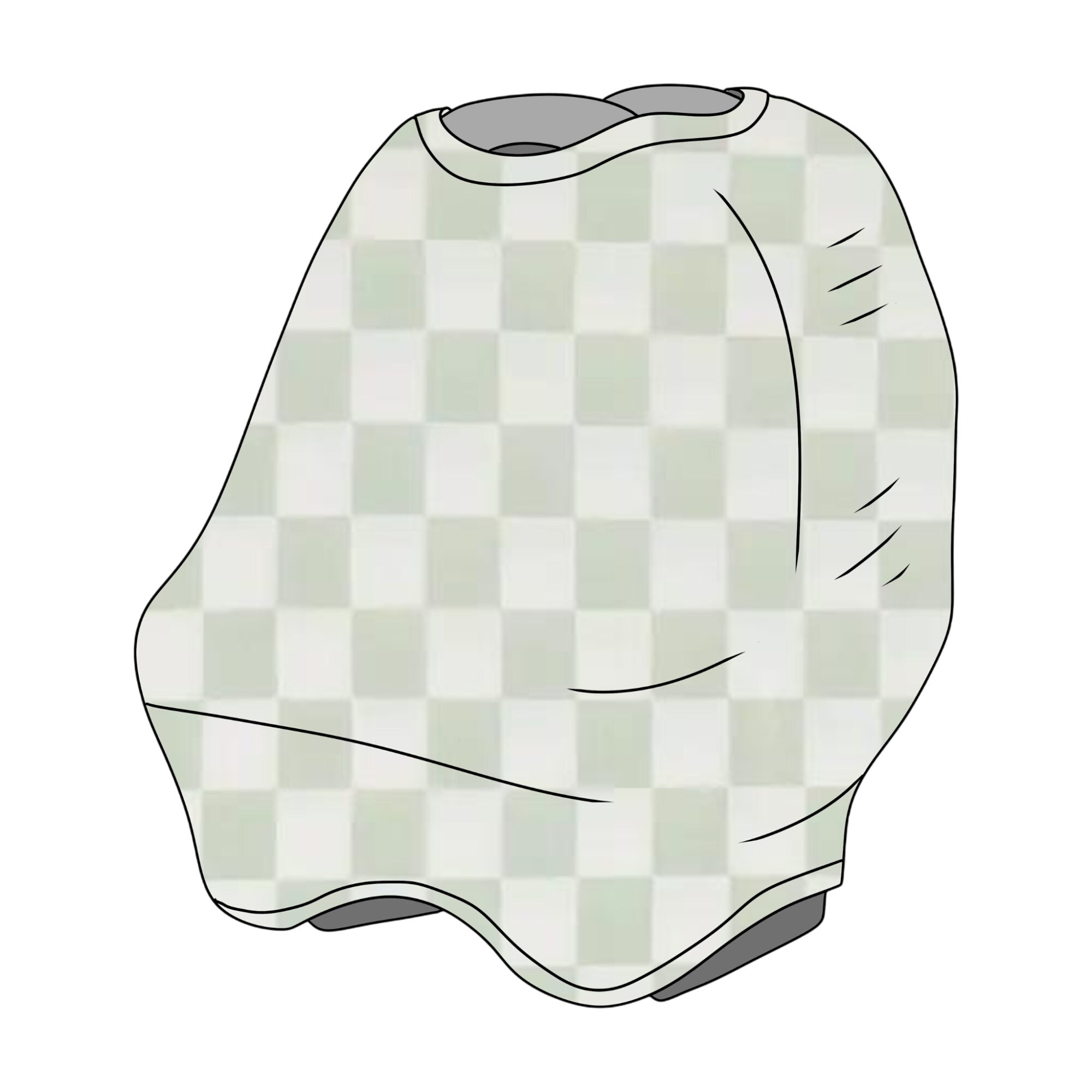 Leaf Green & White Checkered Carseat Cover