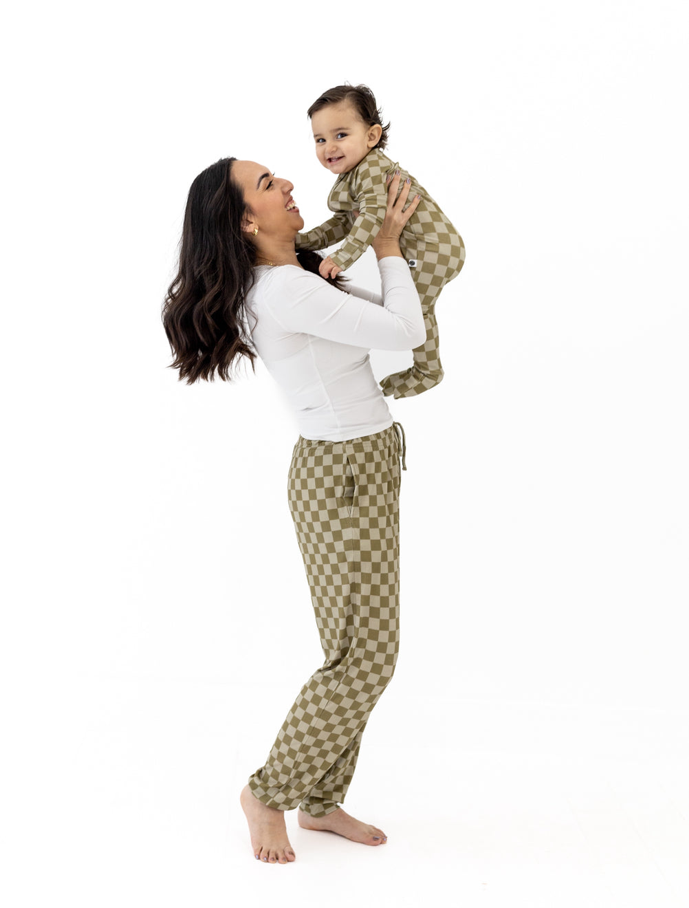 Sage Check | Zip Romper