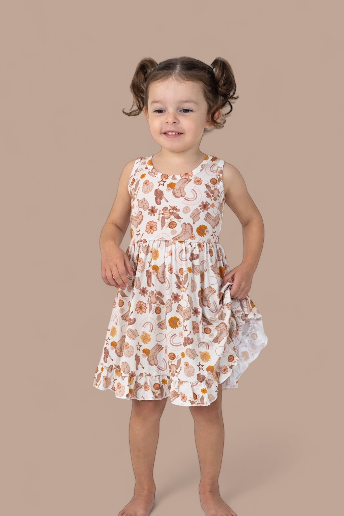 Flowers And Boots Dream Tank Ruffle Dress