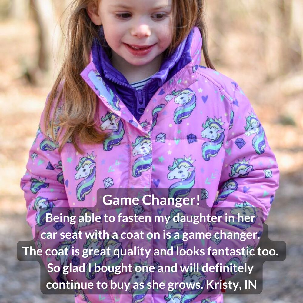 Car Seat Coat | The Road Coat Vegan - Unicorn Print