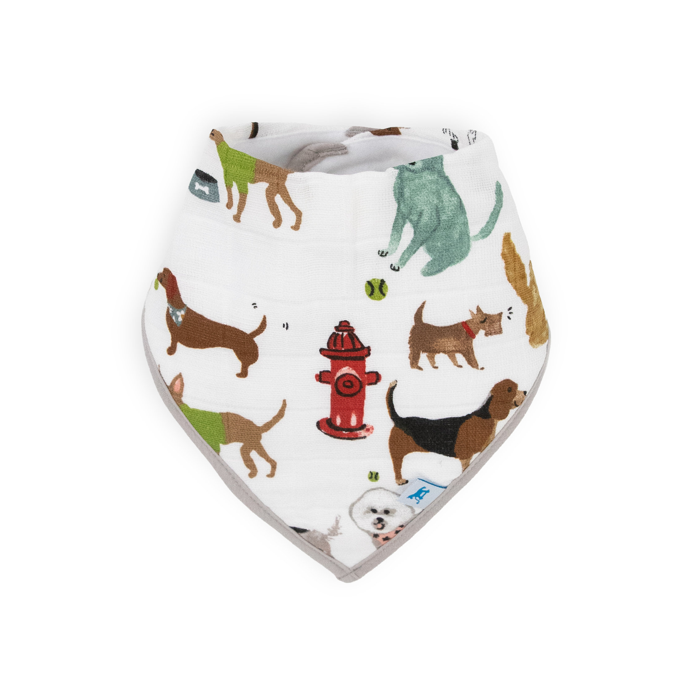 Cotton Muslin + Fleece Bandana Bib 4 Pack - Woof