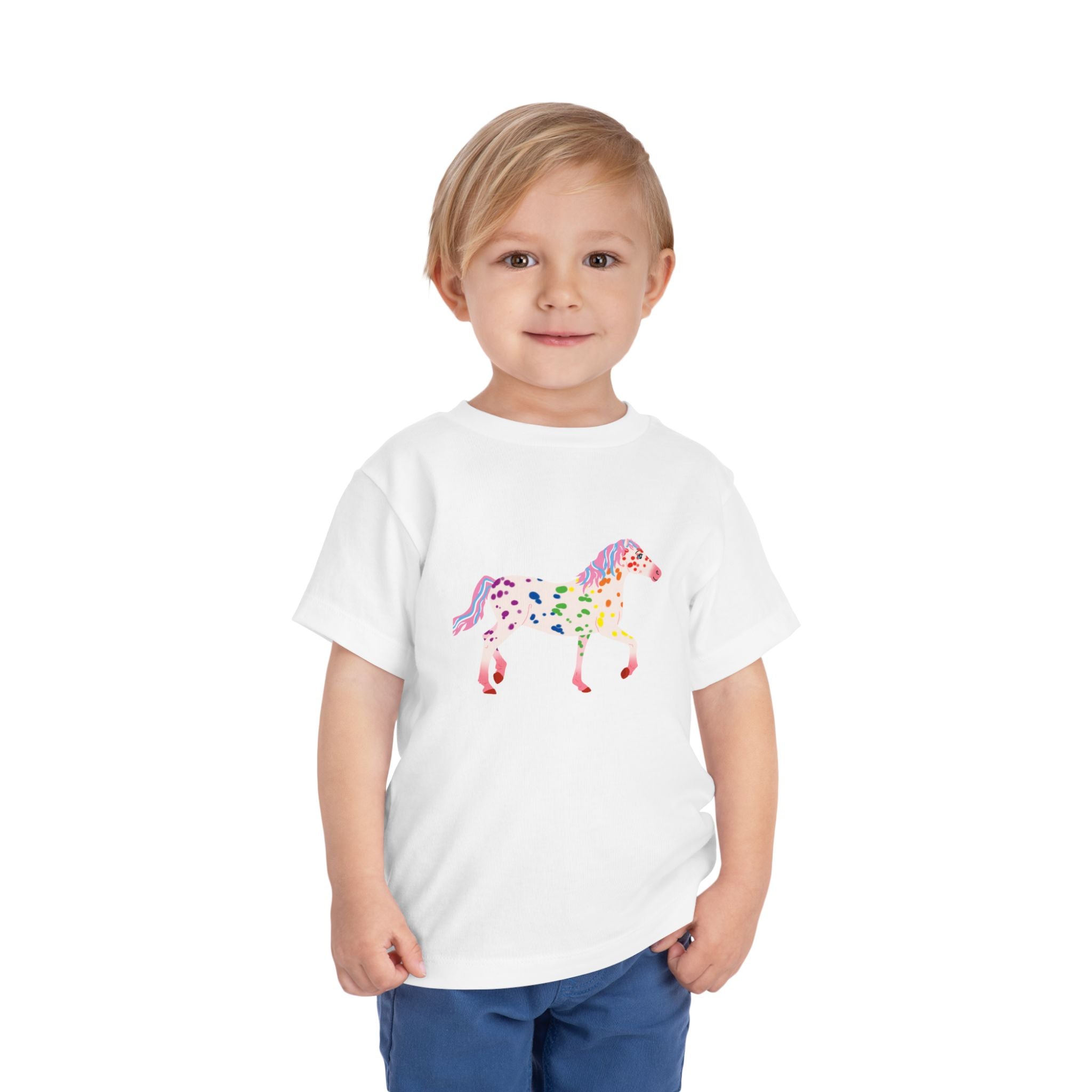 Rainbow On My Parade Horse Toddler Short Sleeve Tee Shirt