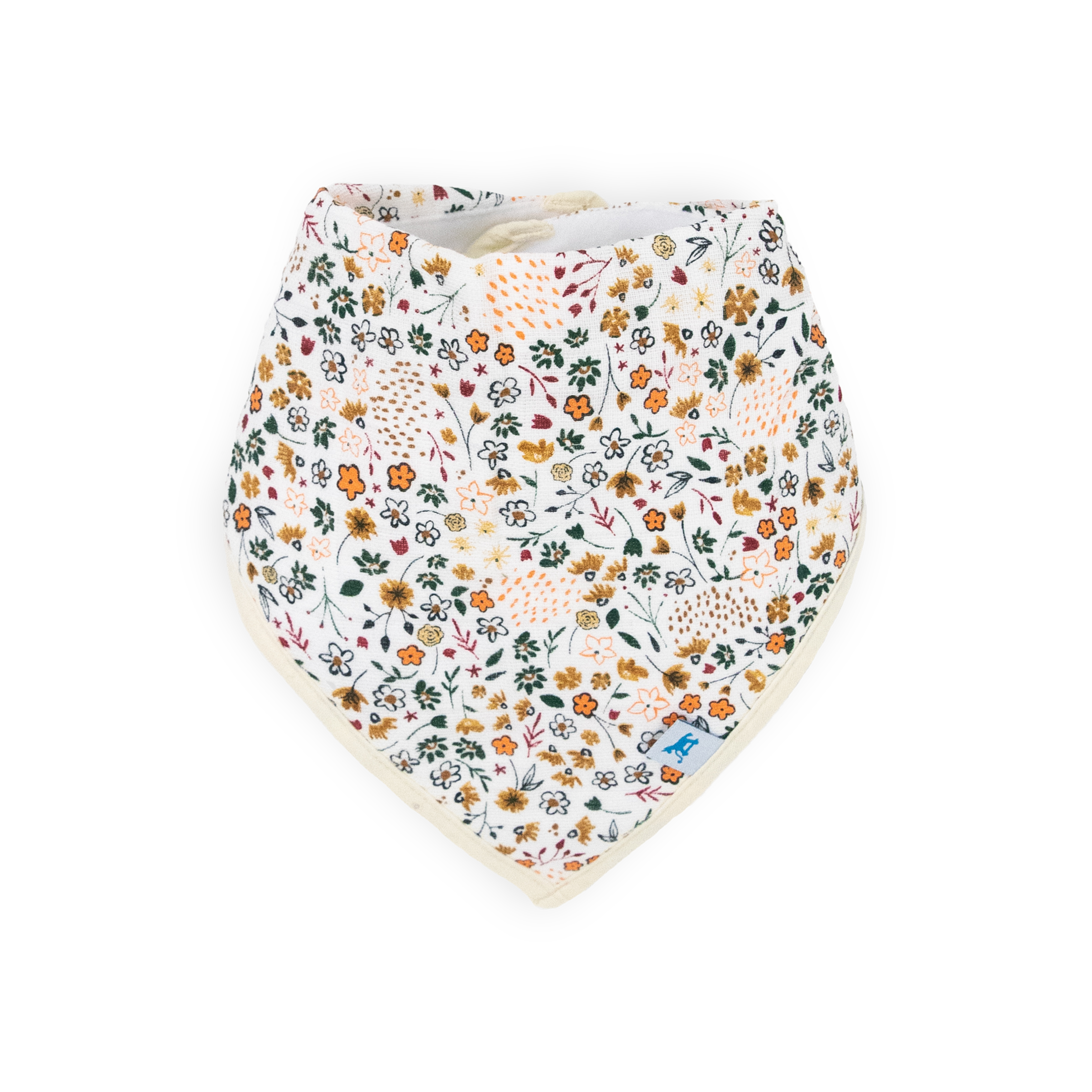 Cotton Muslin + Fleece Bandana Bib 4 Pack - Pressed Petals