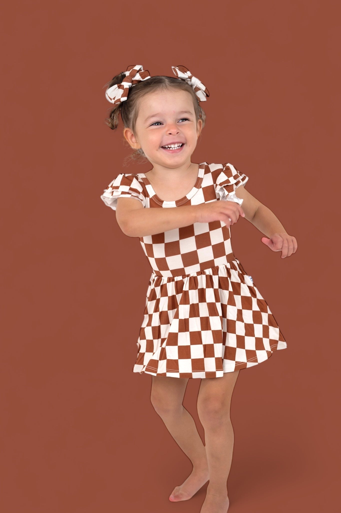 Copper Checkers Dream Cap Sleeve Bodysuit Dress