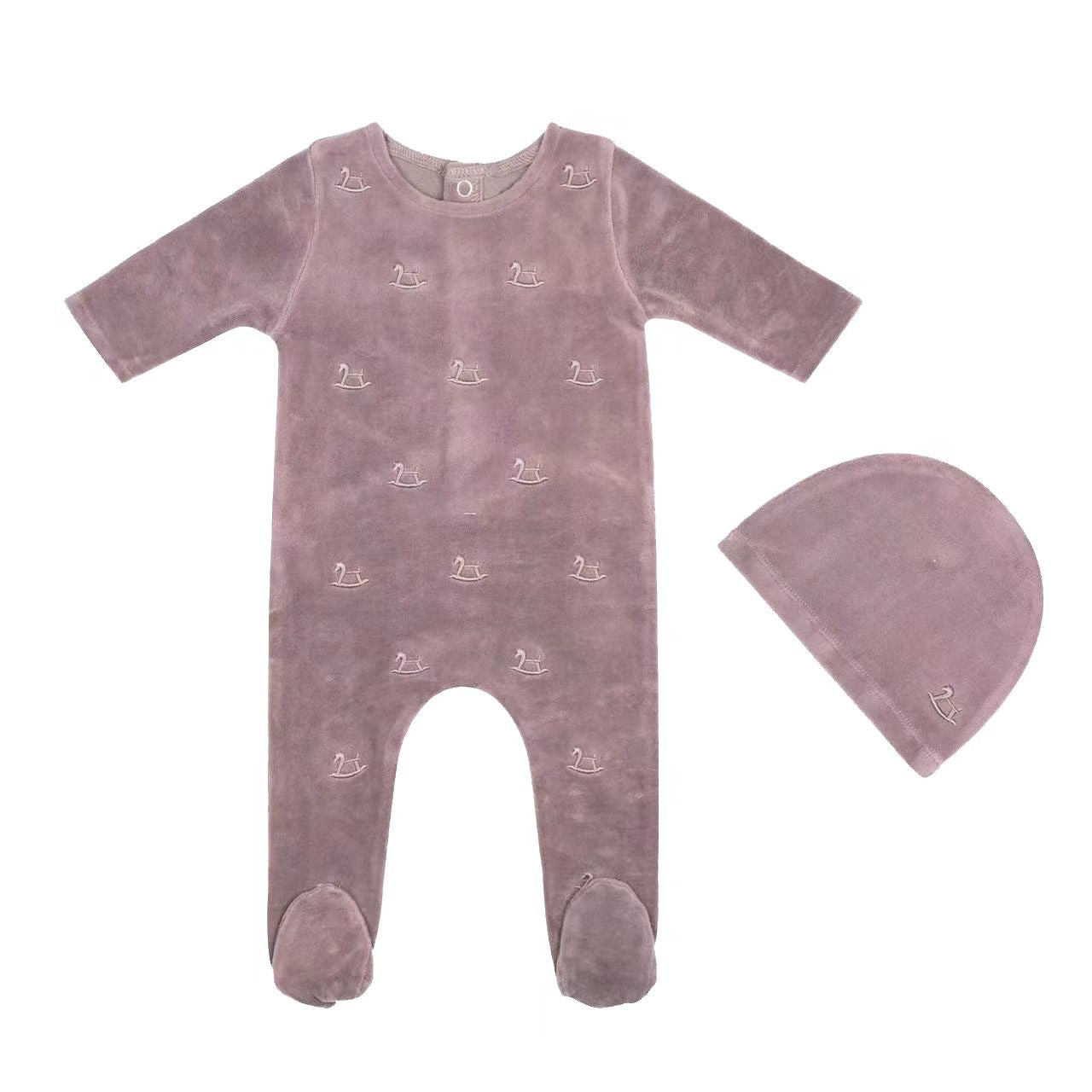 Embroidered Rocking Horse Footie And Hat