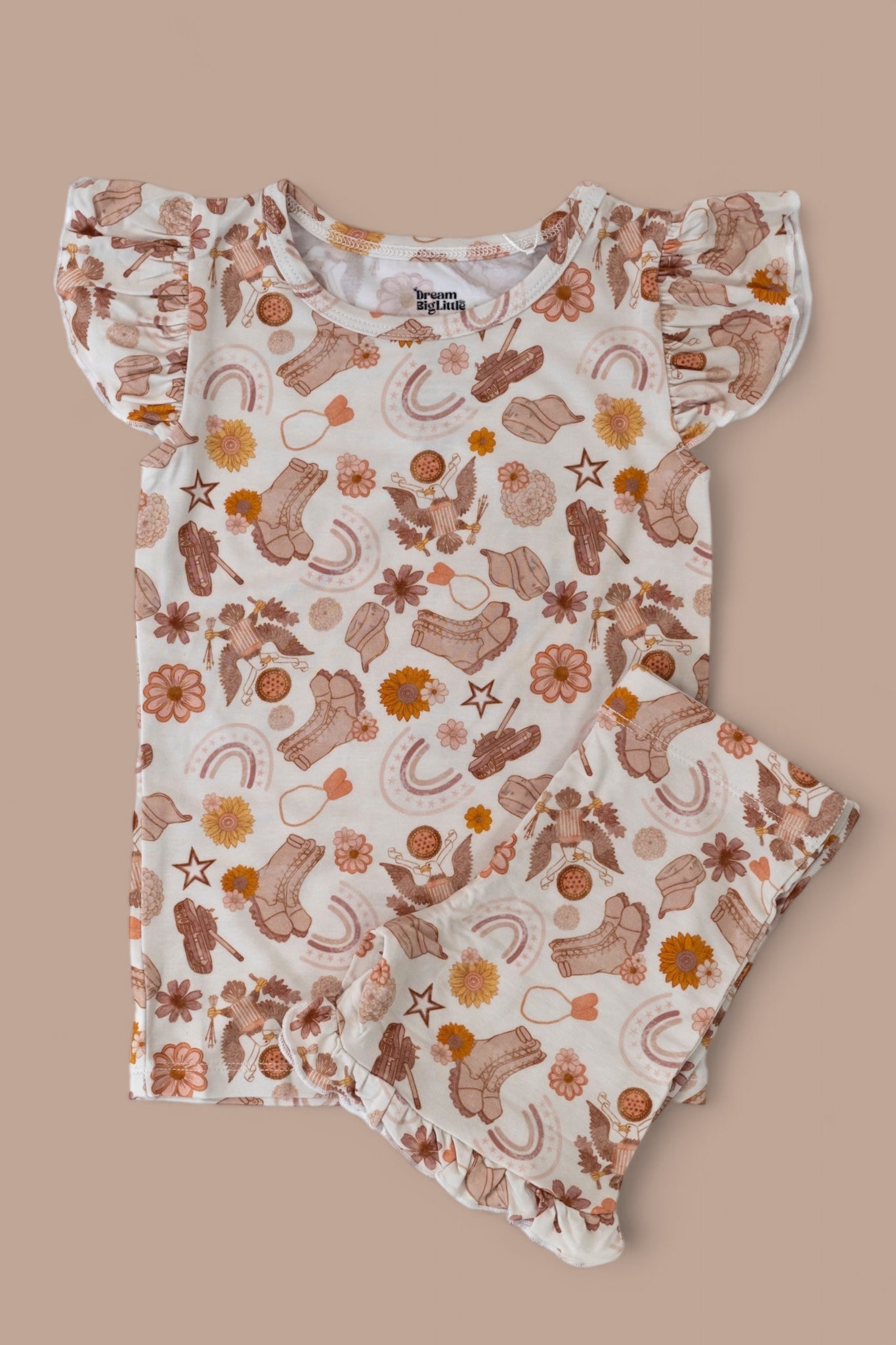 Flowers And Boots Dream Ruffle Short Set