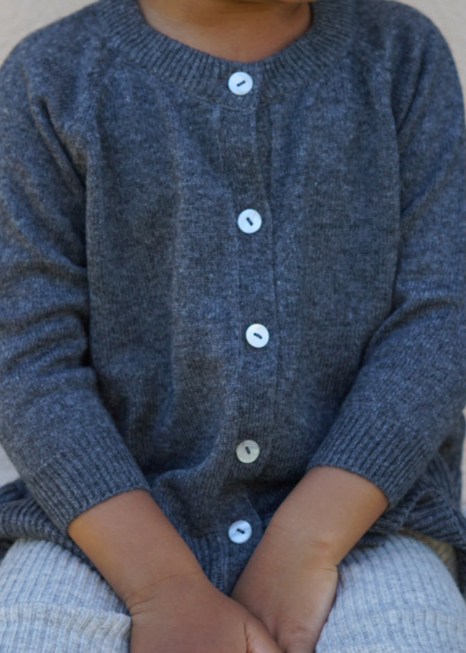 Cashmere & Merino Wool Knit Cardigan | Dark Gray Melange