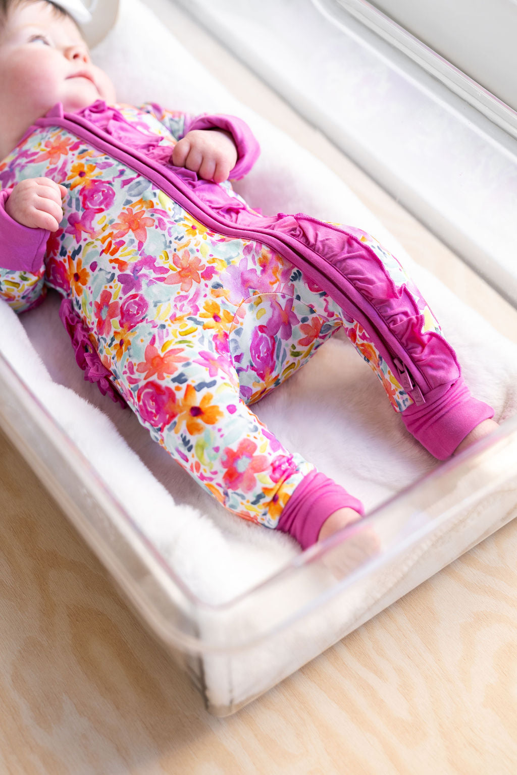 Korrie Floral Bamboo Ruffle Convertible Footie