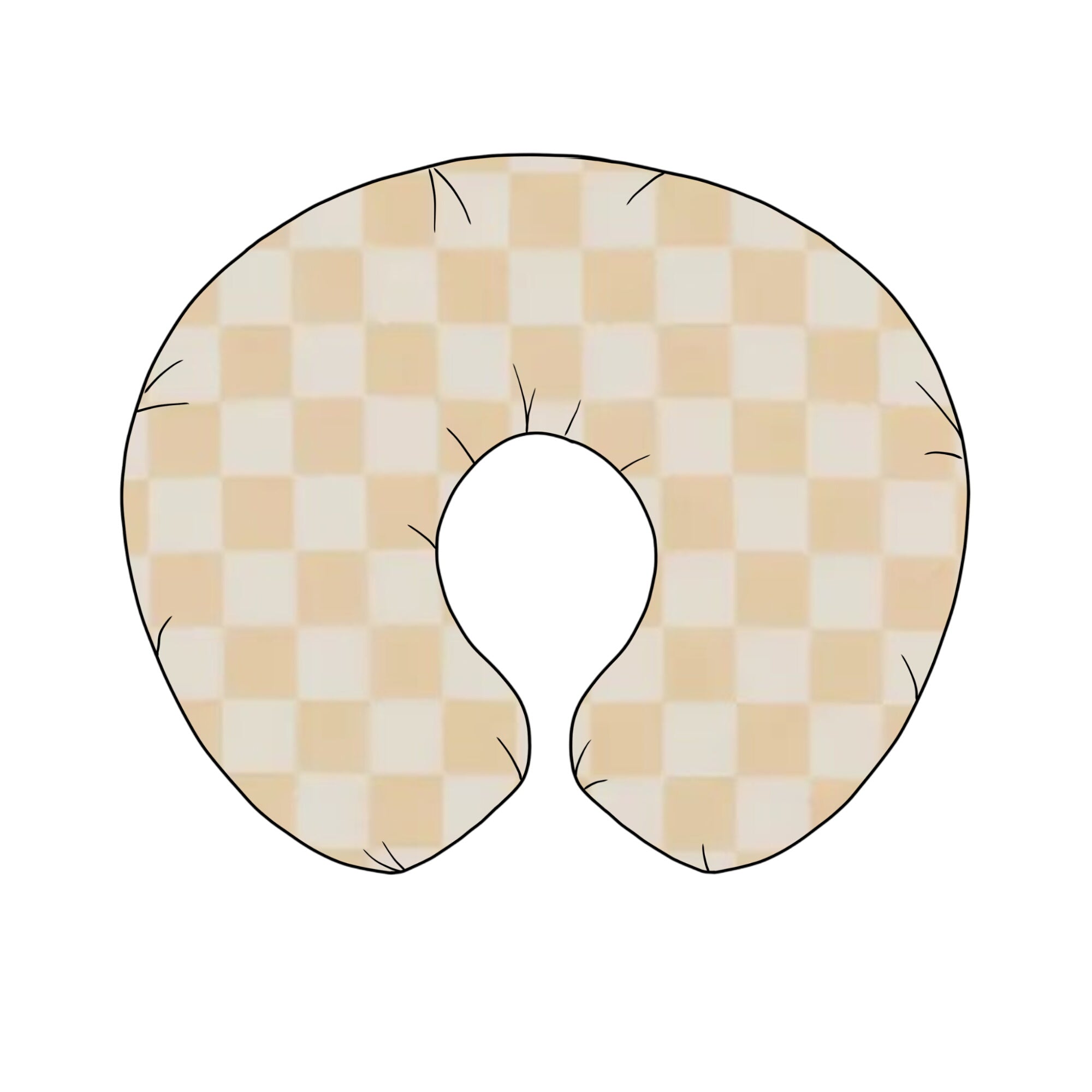 Natural Creme & White Checkered Nursing Pillow Cover