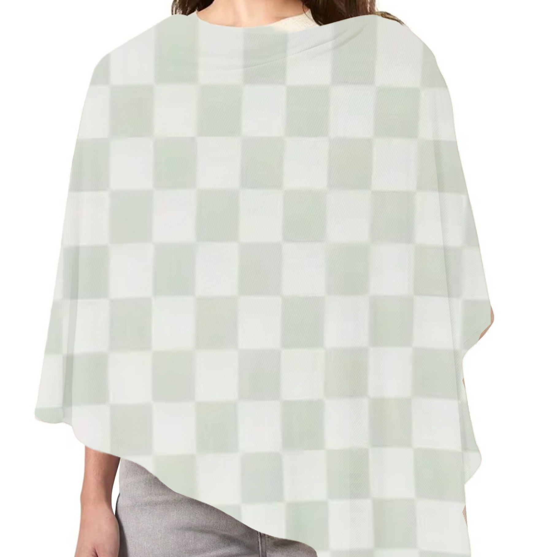 Leaf Green & White Checkered Carseat Cover