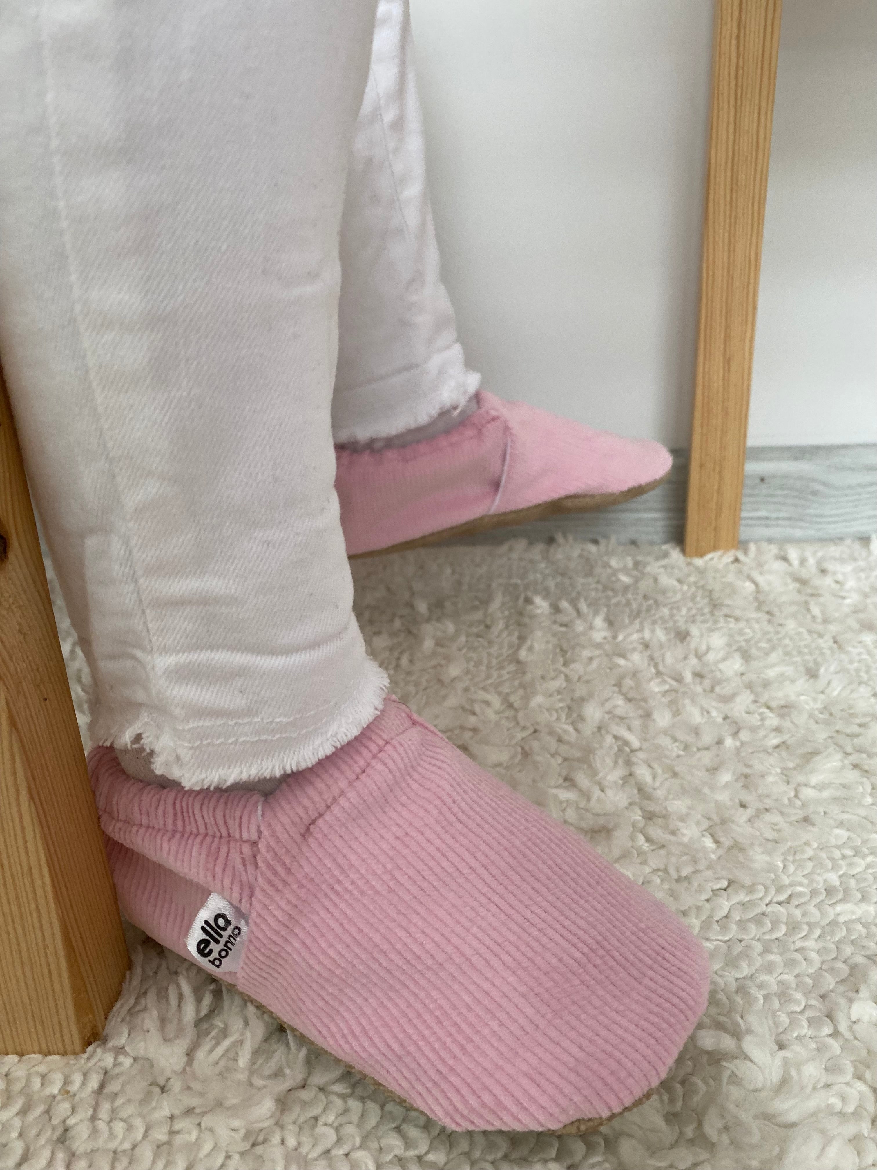Organic Cotton Corduroy Home Nursery Moccasin Shoes , Pink
