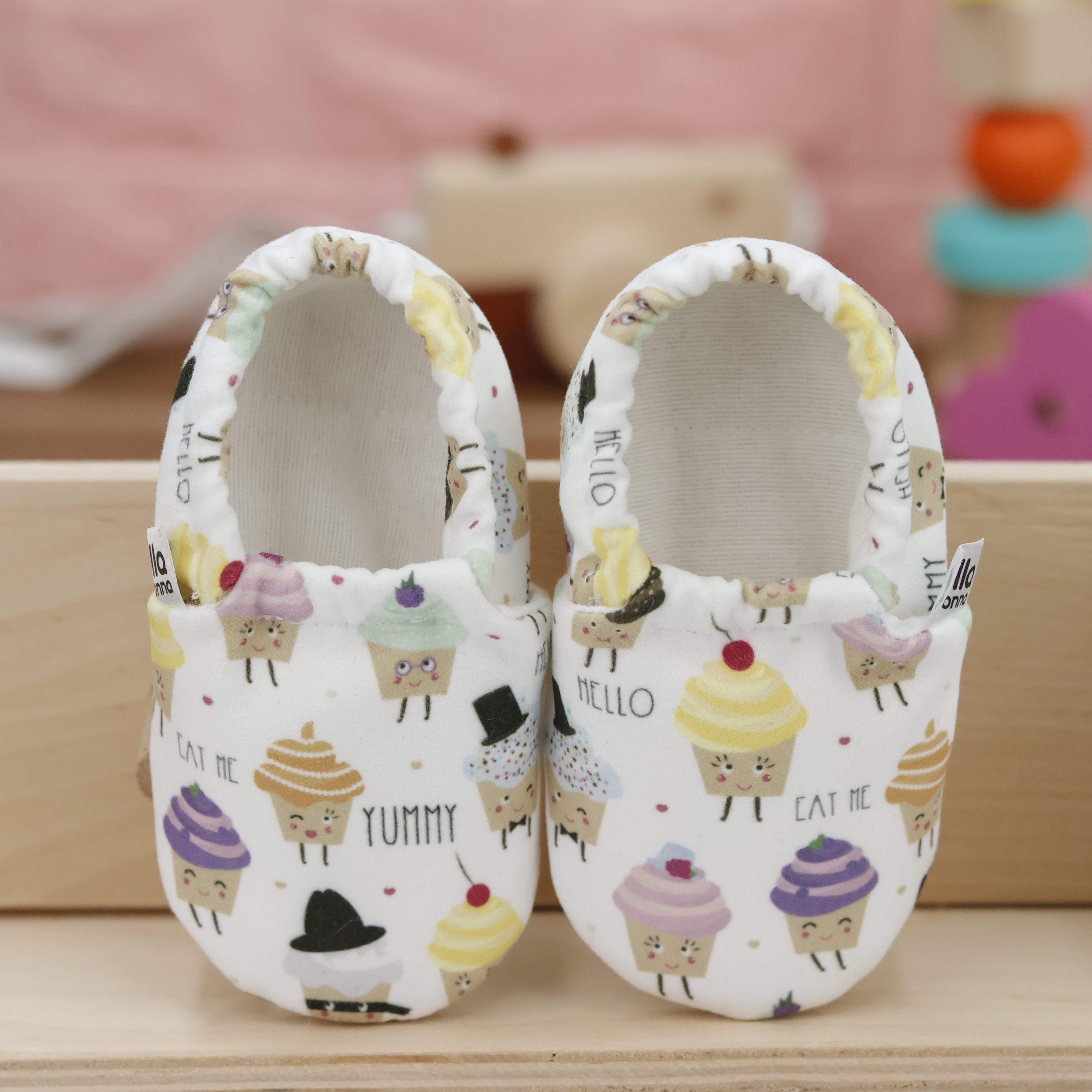 Ella Bonna Non-slip Sole Muffin Patterned Baby Booties, Home Boot Slippers Nursery Shoes