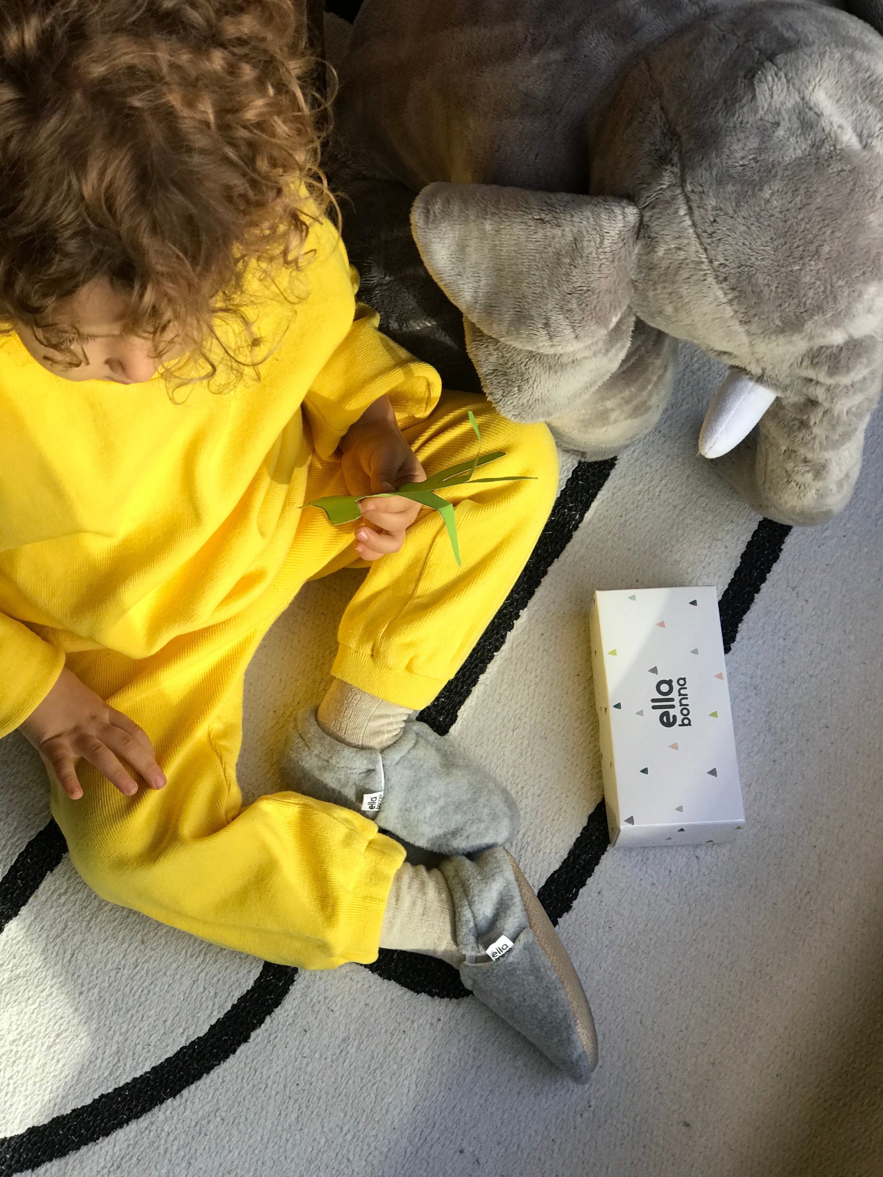 Fleece Baby House Booties, Non-slip Sole, Organic Cotton Lining, Gray