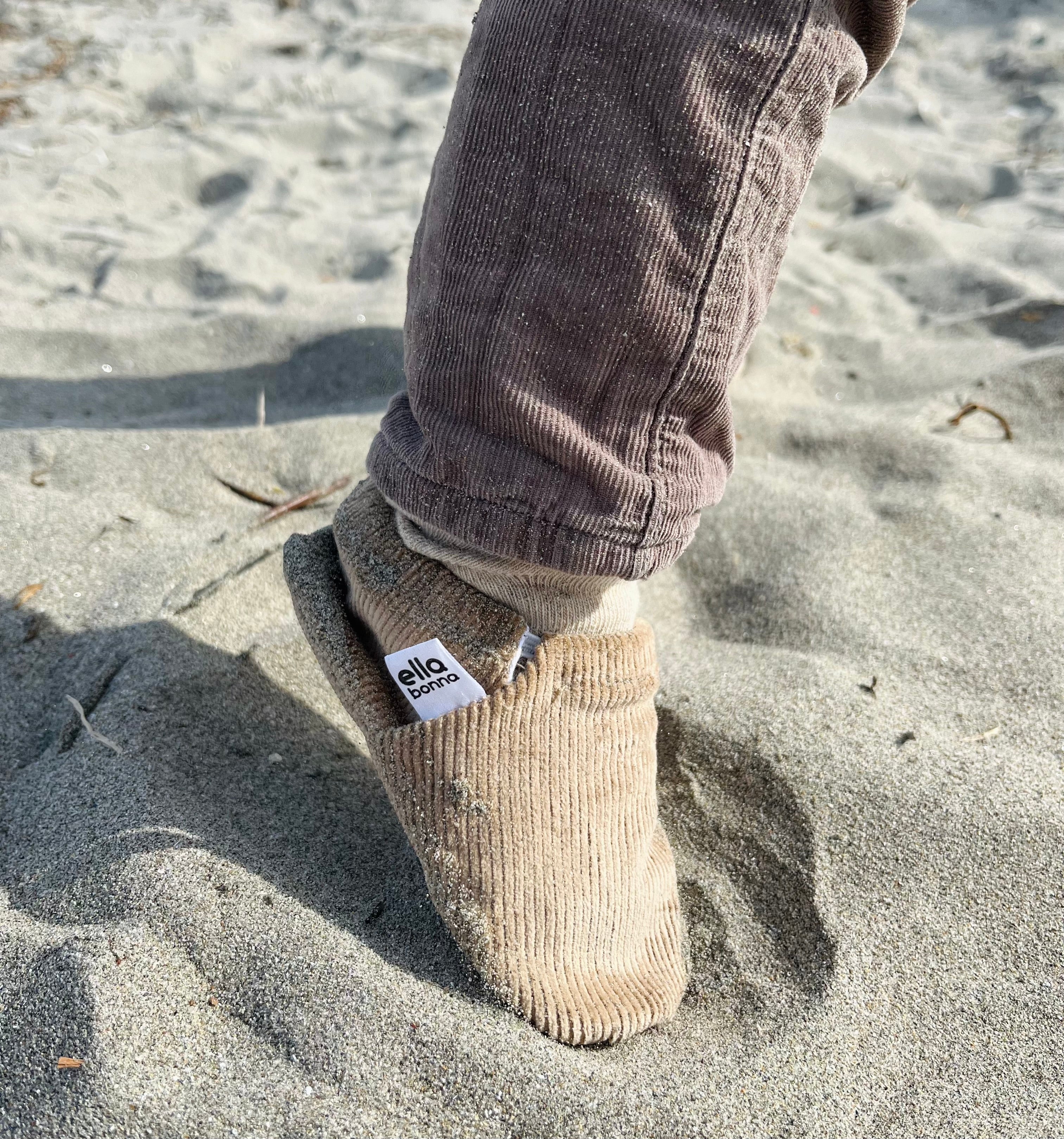 Organic Cotton Corduroy Home Nursery Moccasin Shoes Beige