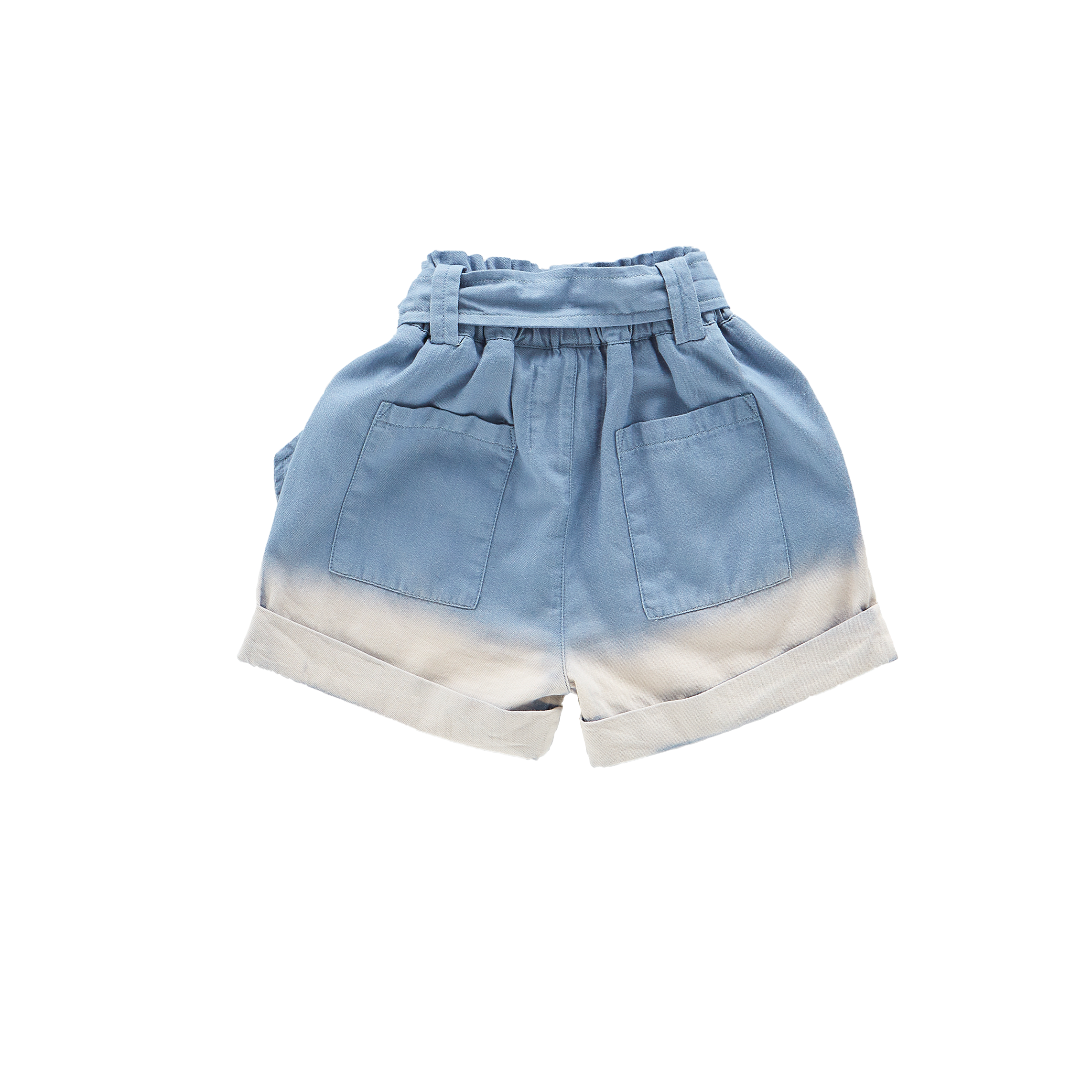 Girls Denim Shorts With Belt | Light Blue