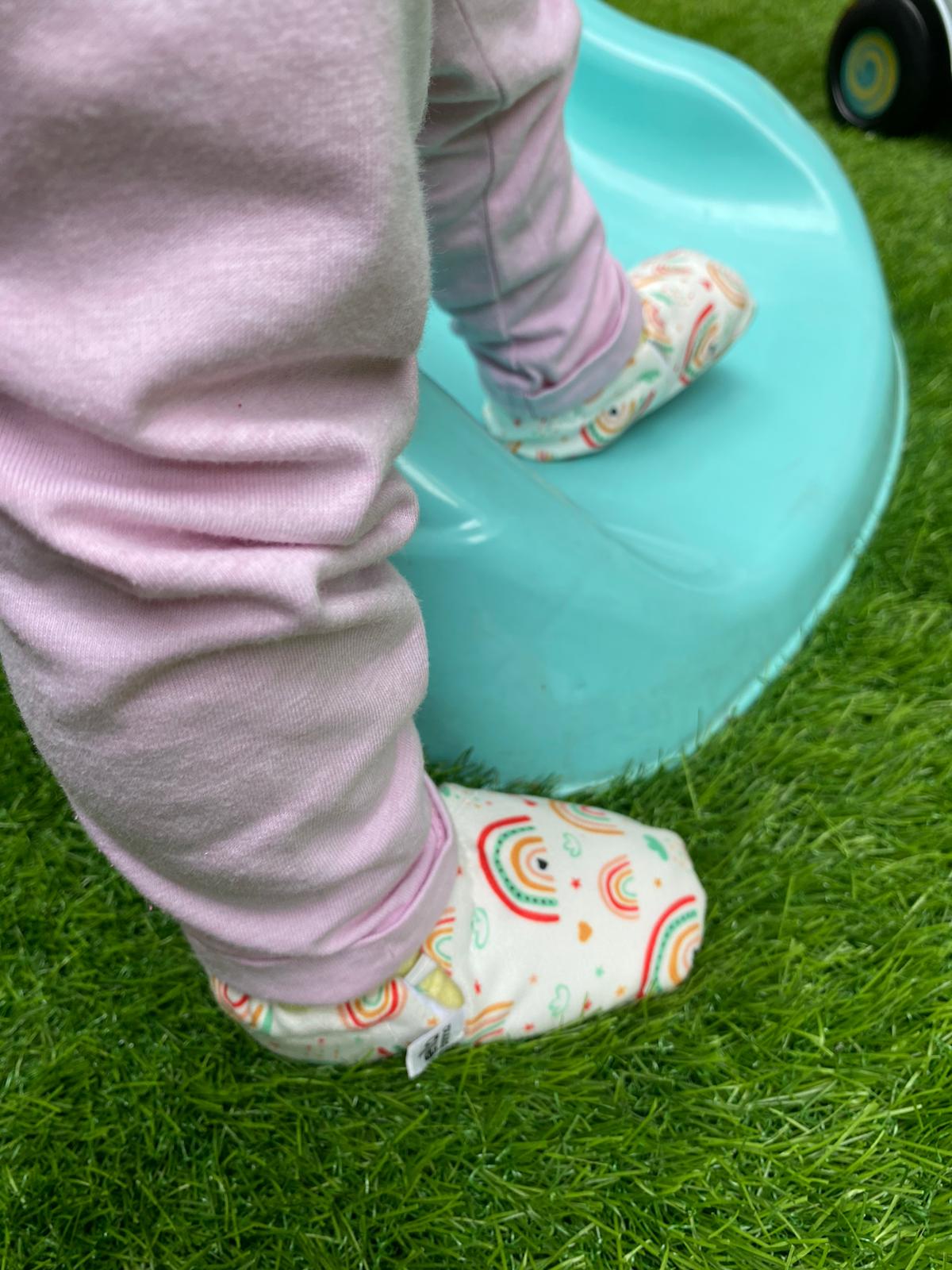 Ella Bonna Non-slip Sole Rainbow Baby Booties, Home Boot Slippers Nursery Shoes