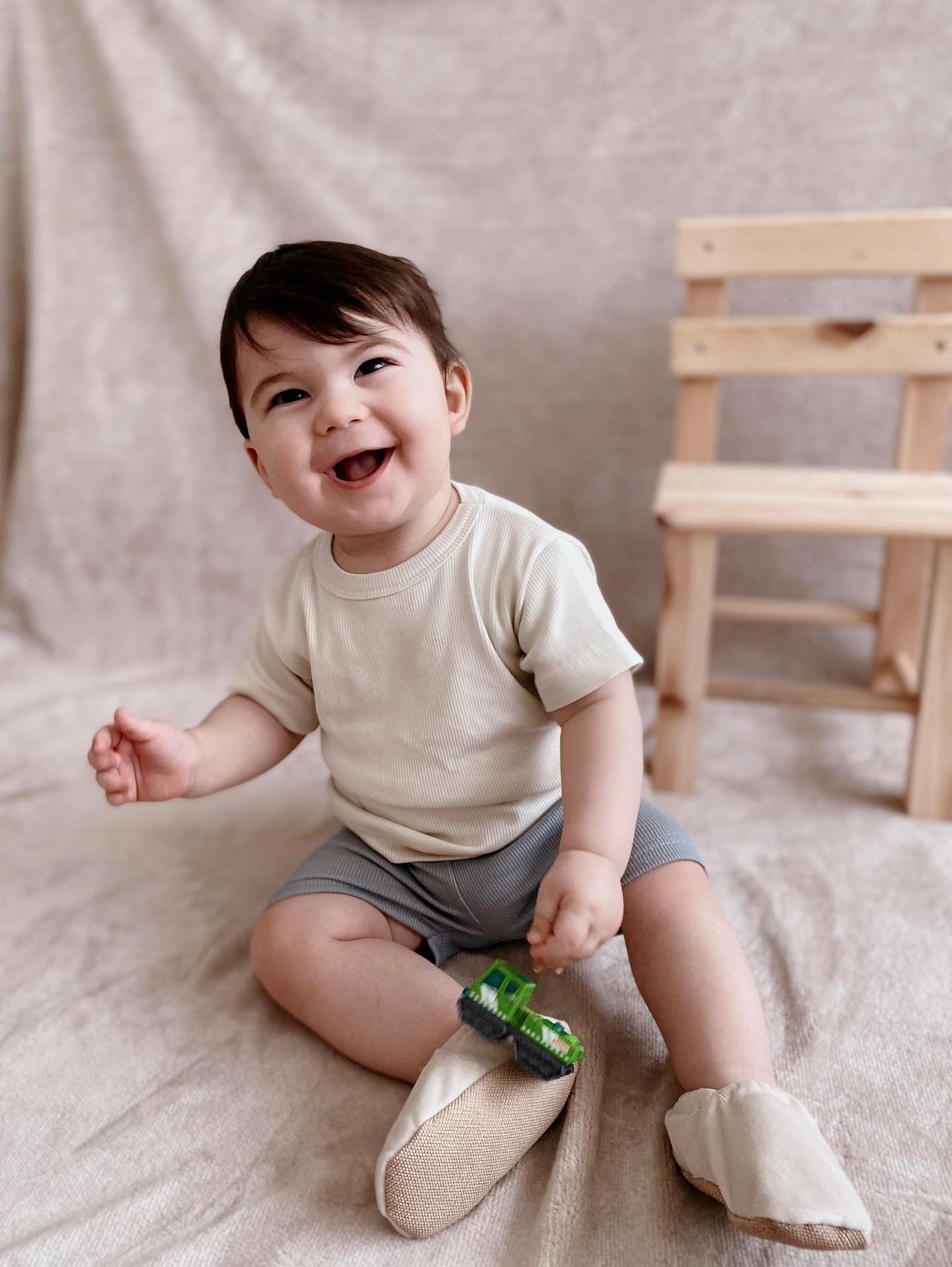 Organic Cotton Velvet Home Nursery Moccasin Shoes, Cream