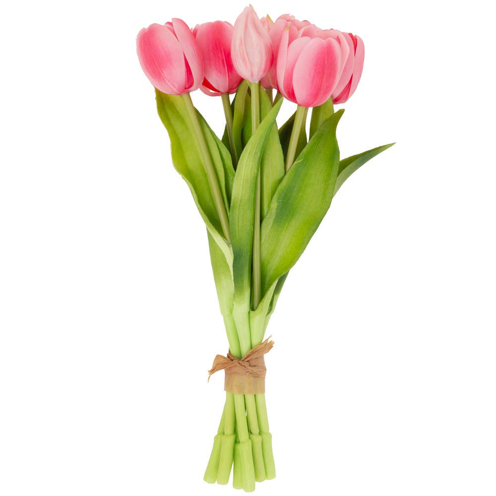 12.5" Fresh Picked Pink Faux Tulip Bundle